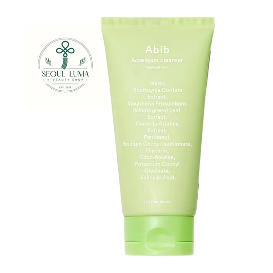 Abib Acne Foam Cleanser Heartleaf Foam 150ml front view gentle acne fighting face wash with salicylic acid for sensitive and troubled skin
