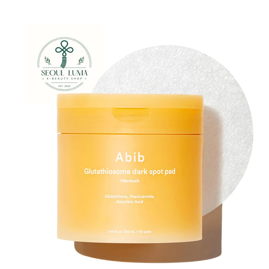 Abib Glutathiosome Dark Spot Pad Vita Touch 60ea front view brightening toner pads with vitamin C and glutathione for dark spots and uneven skin tone
