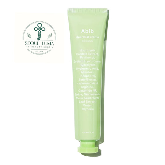 Abib Heartleaf Cream Calming Tube 75ml front view sherbet texture moisturizer for soothing redness and sensitive skin repair
