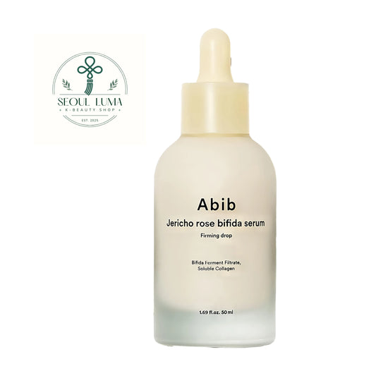 Abib Jericho Rose Bifida Serum Firming Drop 50ml front view milky anti-aging serum with bakuchiol and bifida for pore tightening and firming
