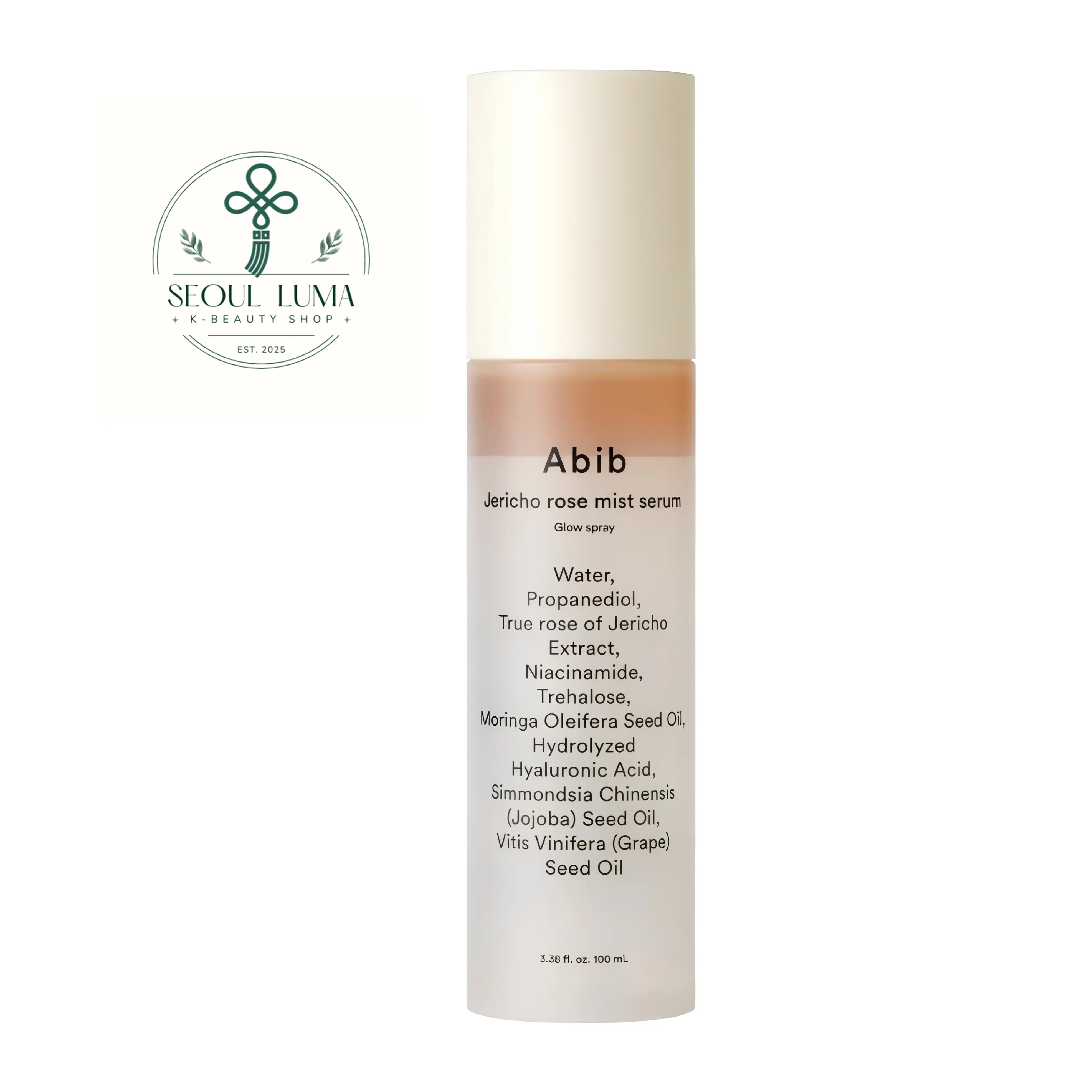 Abib Jericho Rose Mist Serum Glow Spray 100ml front view dual layer oil serum mist with jericho rose extract for dewy glass skin
