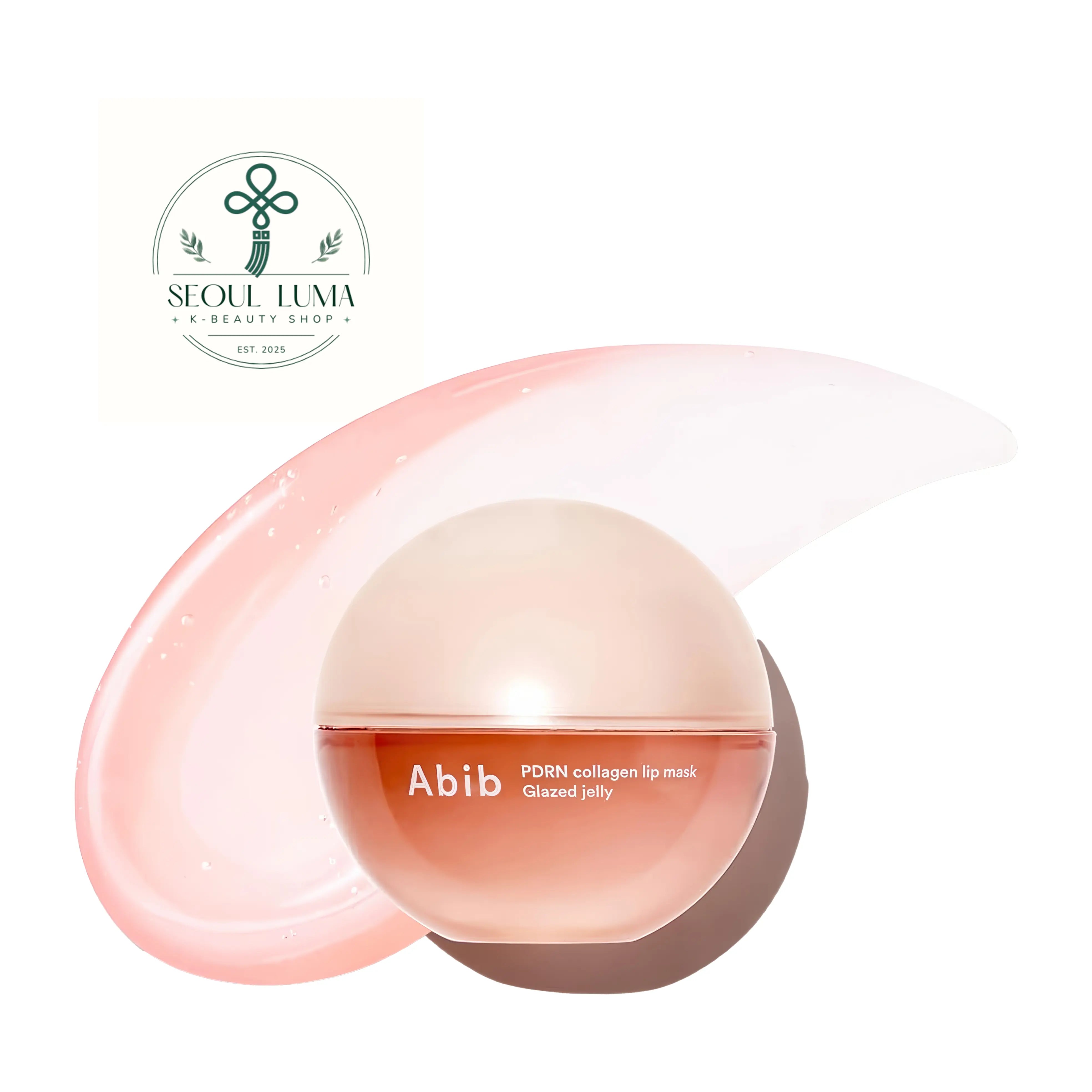 Abib PDRN Collagen Lip Mask Glazed Jelly 11g front view clear pink lip sleeping mask with PDRN for plumping and high shine finish
