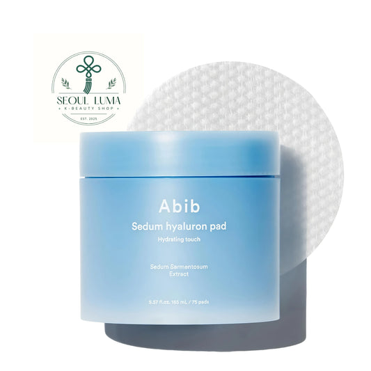 Abib Sedum Hyaluron Pad Hydrating Touch 75ea front view moisturizing toner pads with hyaluronic acid and mild exfoliants for dry sensitive skin

