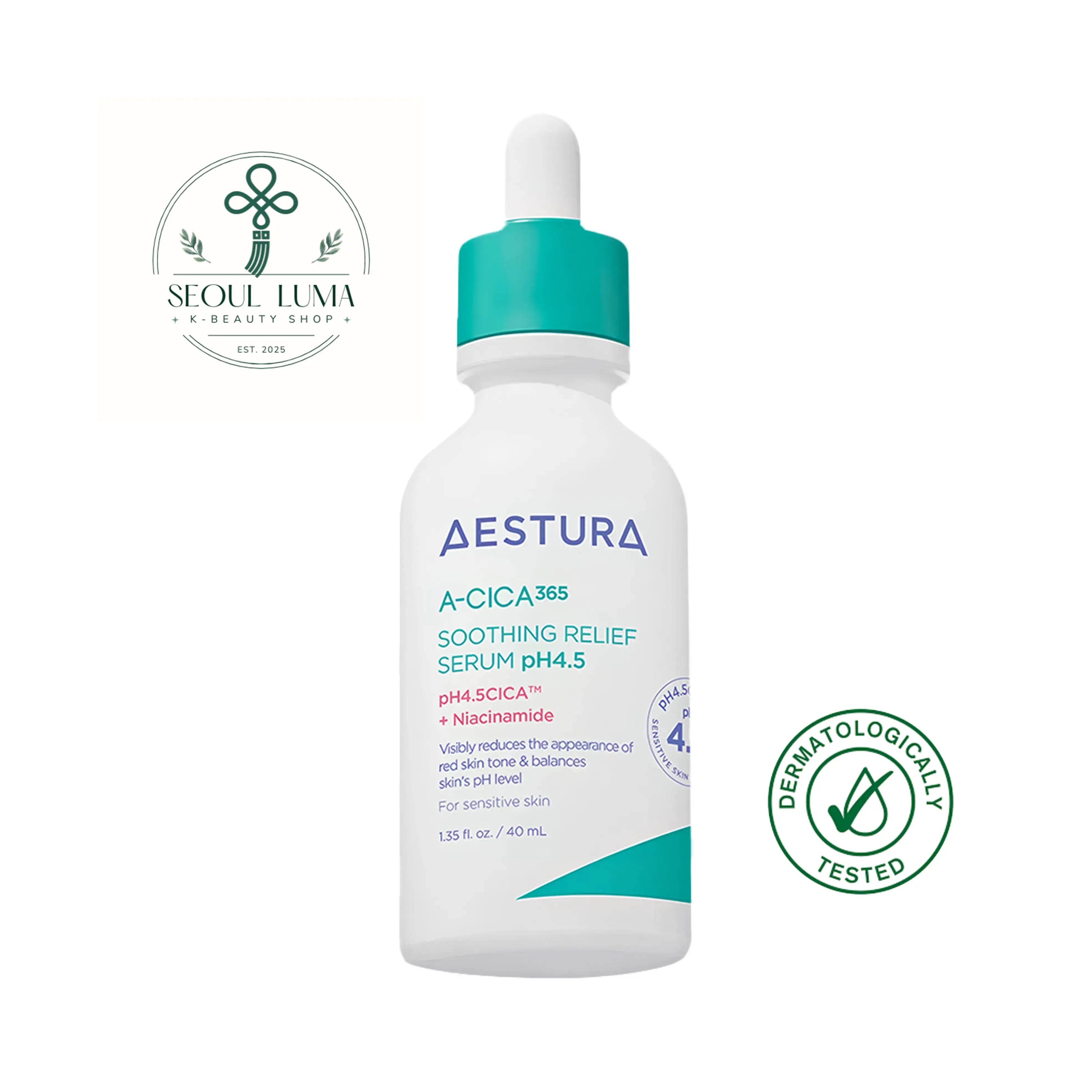 A-Cica 365 Soothing Relief Serum pH4.5 for sensitive skin redness reduction and blemish trace care