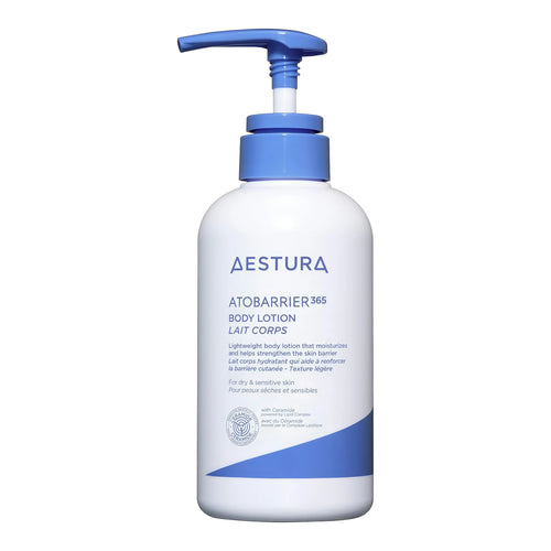 AESTURA Atobarrier 365 Body Lotion 400ml. A fast-absorbing daily body moisturizer that instantly soothes dry, flaky, and itchy skin.