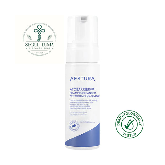 Aestura ATOBARRIER 365 Bubble Cleanser with a mild pH for hydrating and protecting sensitive skin's moisture barrier
