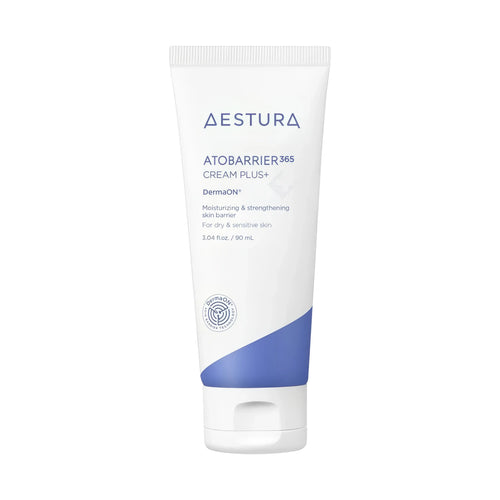 AESTURA Atobarrier365 Cream Plus 90ml tube for intensive barrier repair and K-beauty deep moisturizing care.