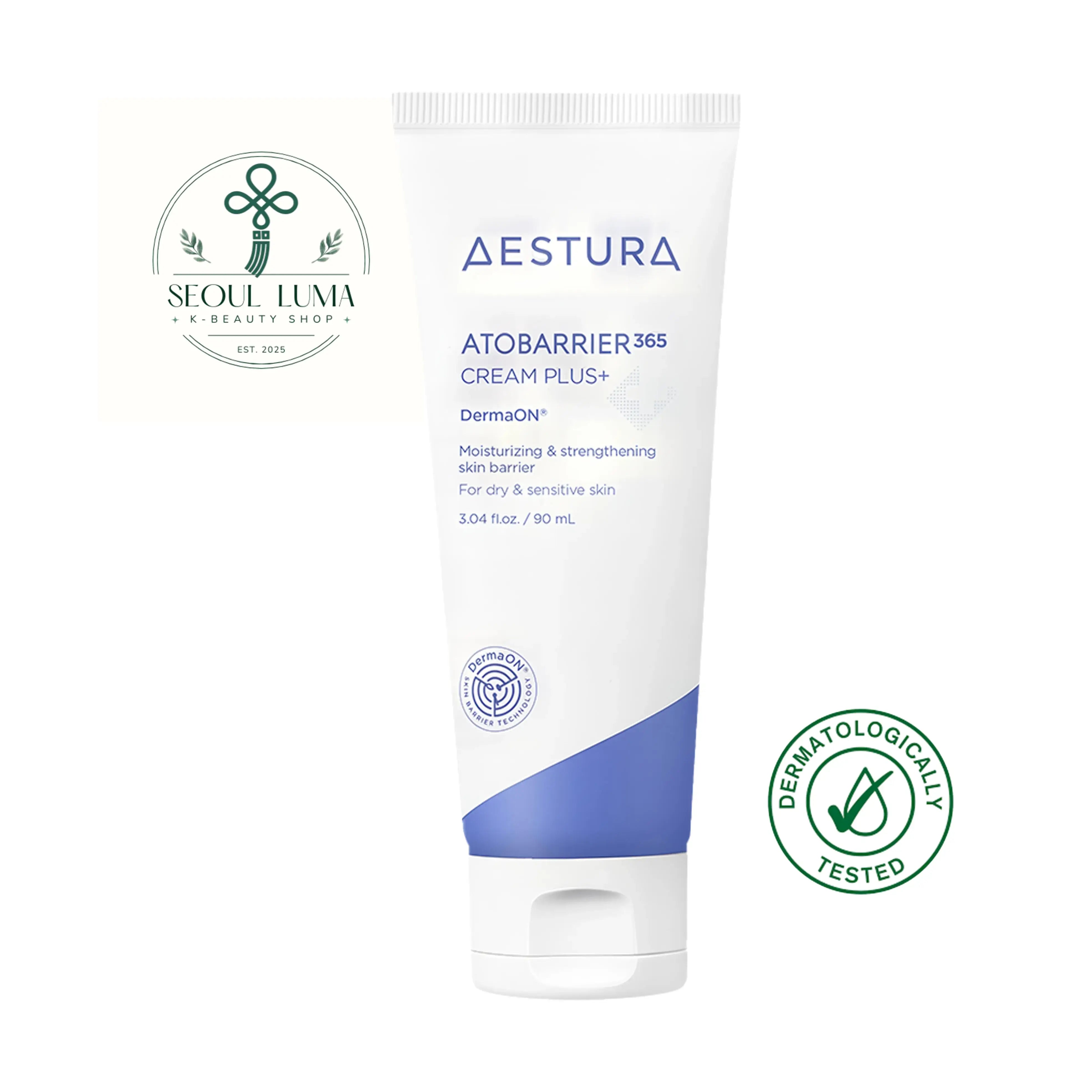 Aestura ATOBARRIER365 CREAM PLUS with Dermaon Plus capsules and Fila-Green Barrier for intense hydration and reinforced skin barrier
