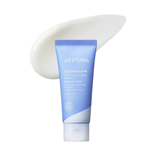 AESTURA Atobarrier365 Hydro Soothing Cream 60ml tube for inner dehydration relief and K-beauty daily care.