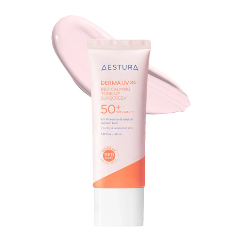 AESTURA Derma UV365 Red Calming Tone-up Sunscreen 40ml SPF50+ PA++++ for redness relief and K-beauty sun care.