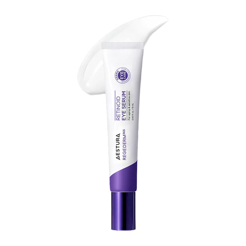 AESTURA Regederm365 Retinoid Eye Serum 15ml tube for targeted wrinkle reduction and K-beauty eye elasticity care.
