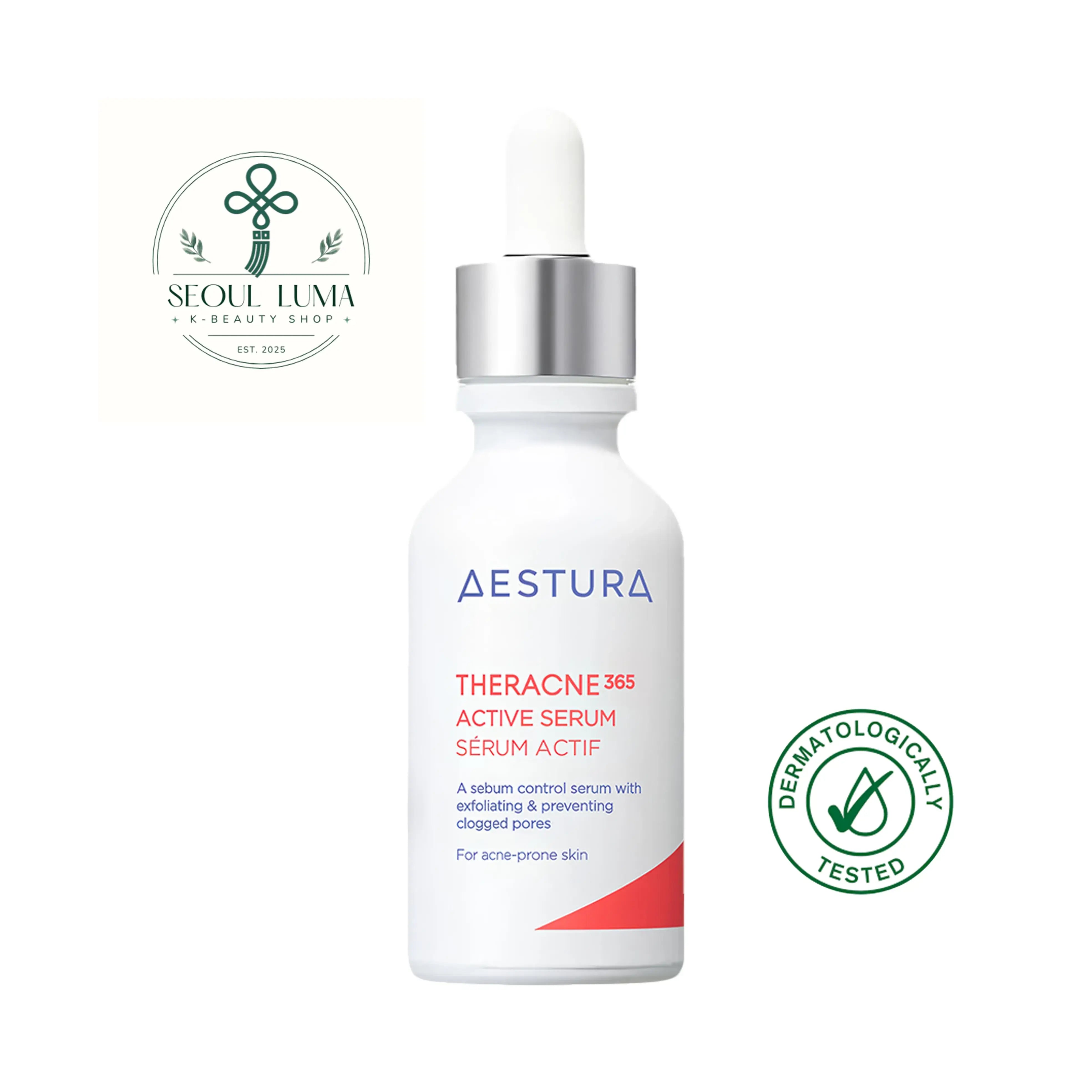 Aestura THERACNE 365 Active Serum with Zinc and BHA for sebum control and pore care on oily, acne-prone skin