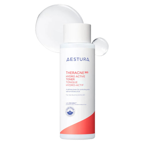 AESTURA Theracne365 Hydro Active Toner 200ml bottle for acne-prone skin sebum control and daily K-beauty care.