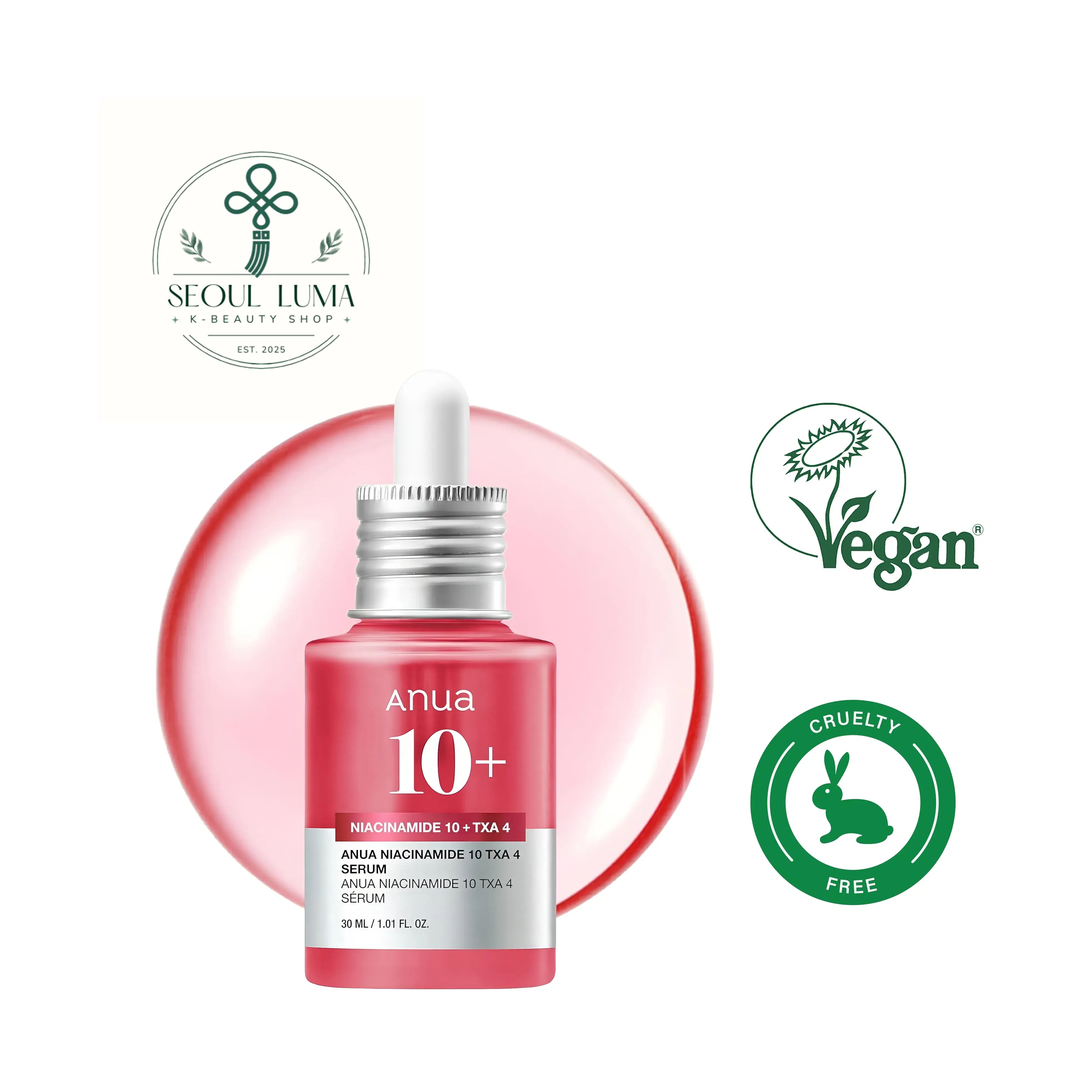 Anua Niacinamide 10% + TXA 4% Dark Spot Correcting Serum for fading hyperpigmentation and brightening skin