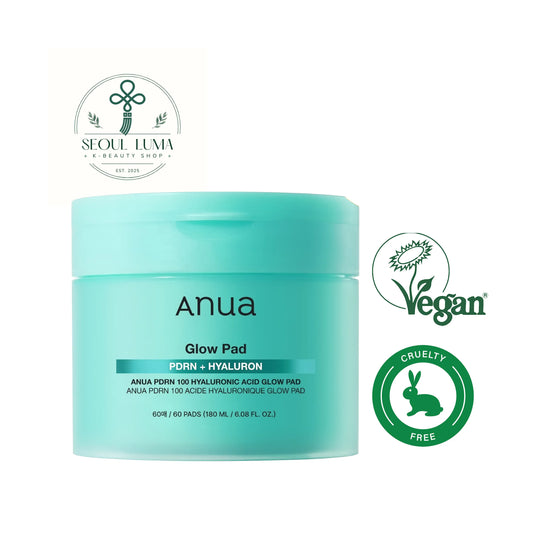 Anua PDRN 100 Hyaluronic Acid Glow Pad with PDRN and collagen for skin regeneration and a radiant glow