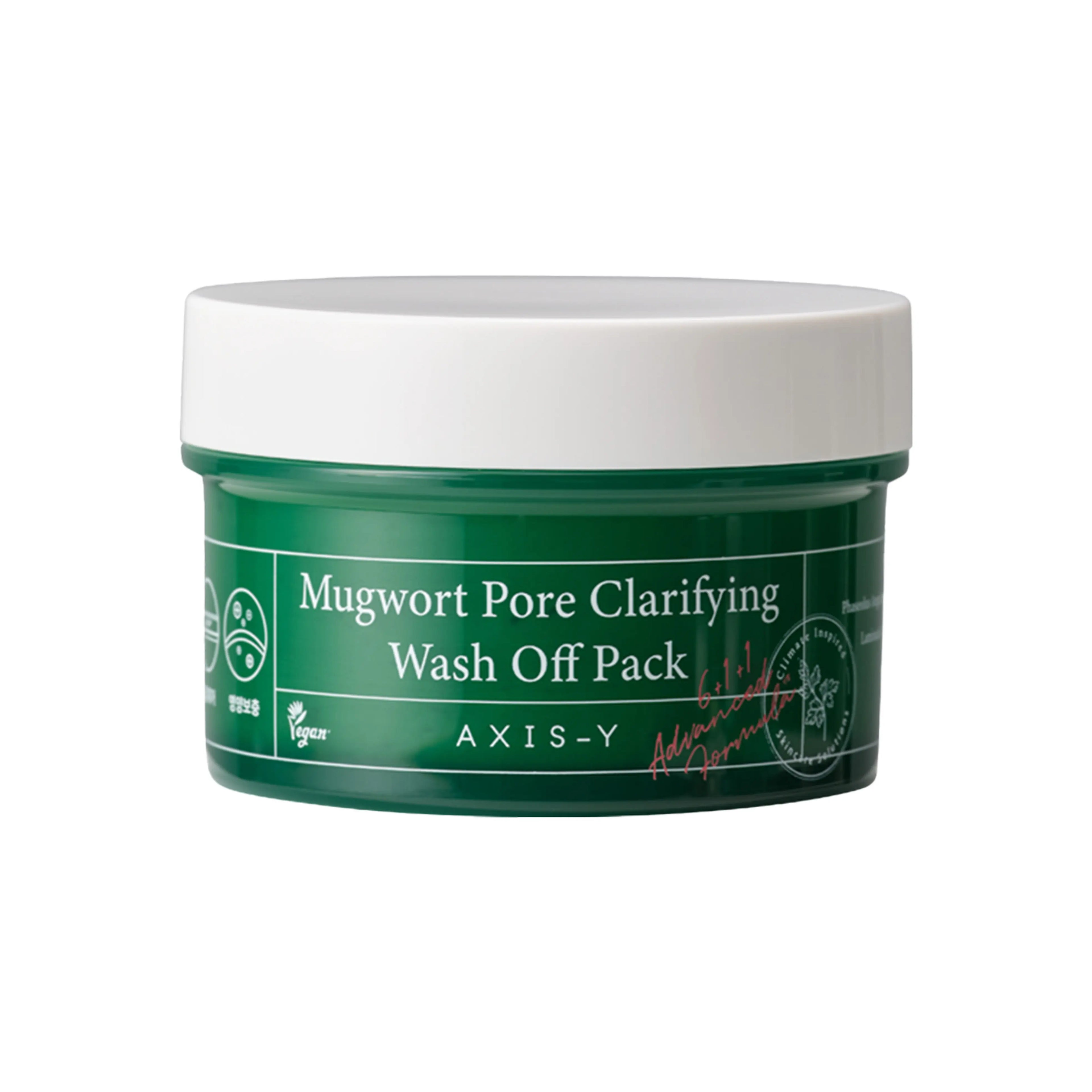 AXIS-Y Mugwort Pore Clarifying Wash Off Pack 100ml. K-beauty pore clarifying clay mask with 61% Mugwort and Adzuki Bean granules