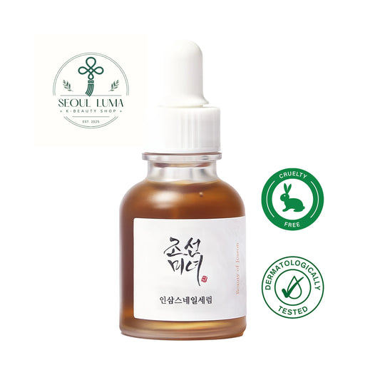 Beauty of Joseon Revive Serum with 63% ginseng root water and 3% snail mucin for restoring skin vitality and elasticity