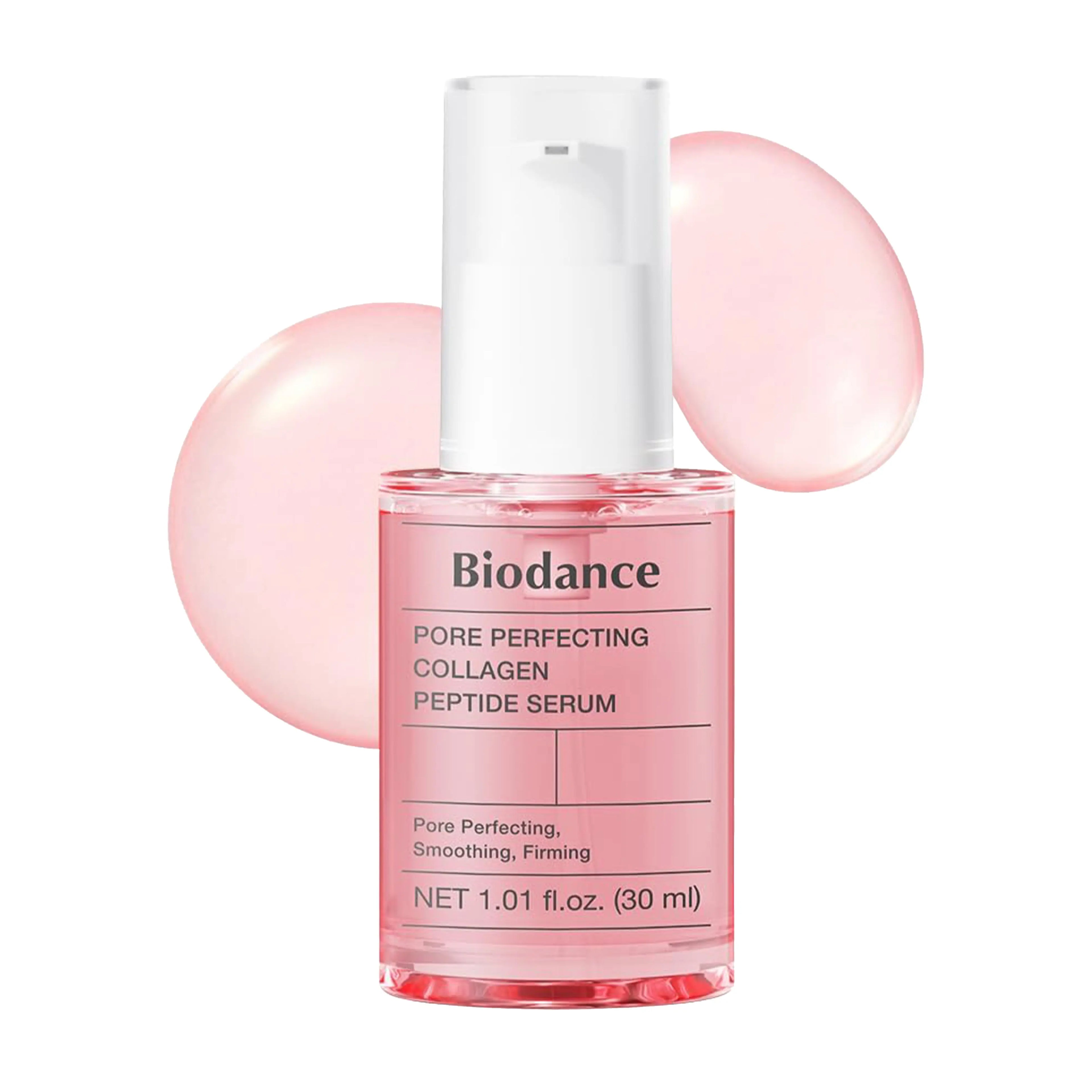 Biodance Pore Perfecting Collagen Peptide Serum 30ml. A pore-tightening and firming serum with collagen and peptides for a smooth, bouncy face.