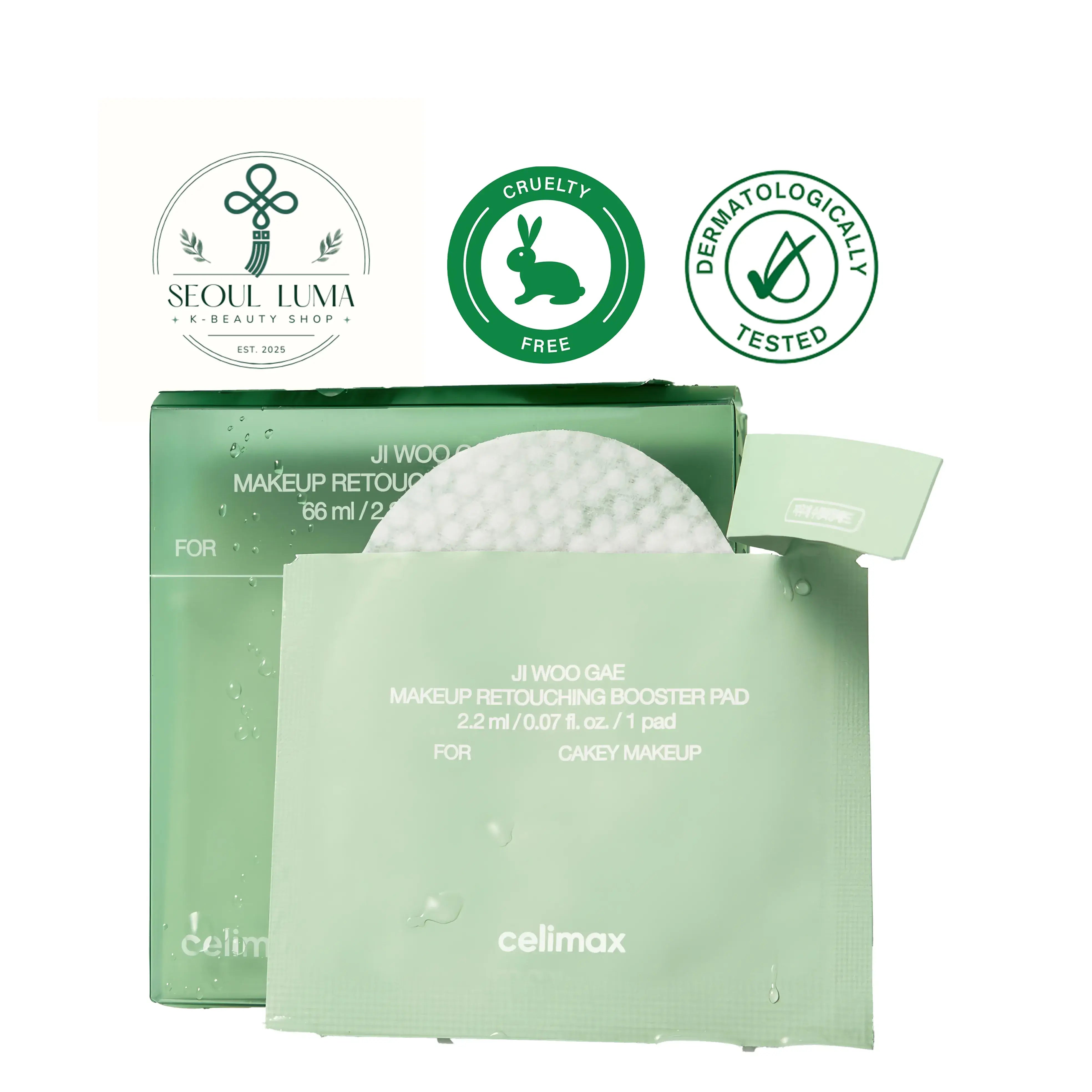 CELIMAX Ji Woo Gae Makeup Retouching Booster Pad with micellar water, hyaluronic acid, and glacier water for makeup touch-ups