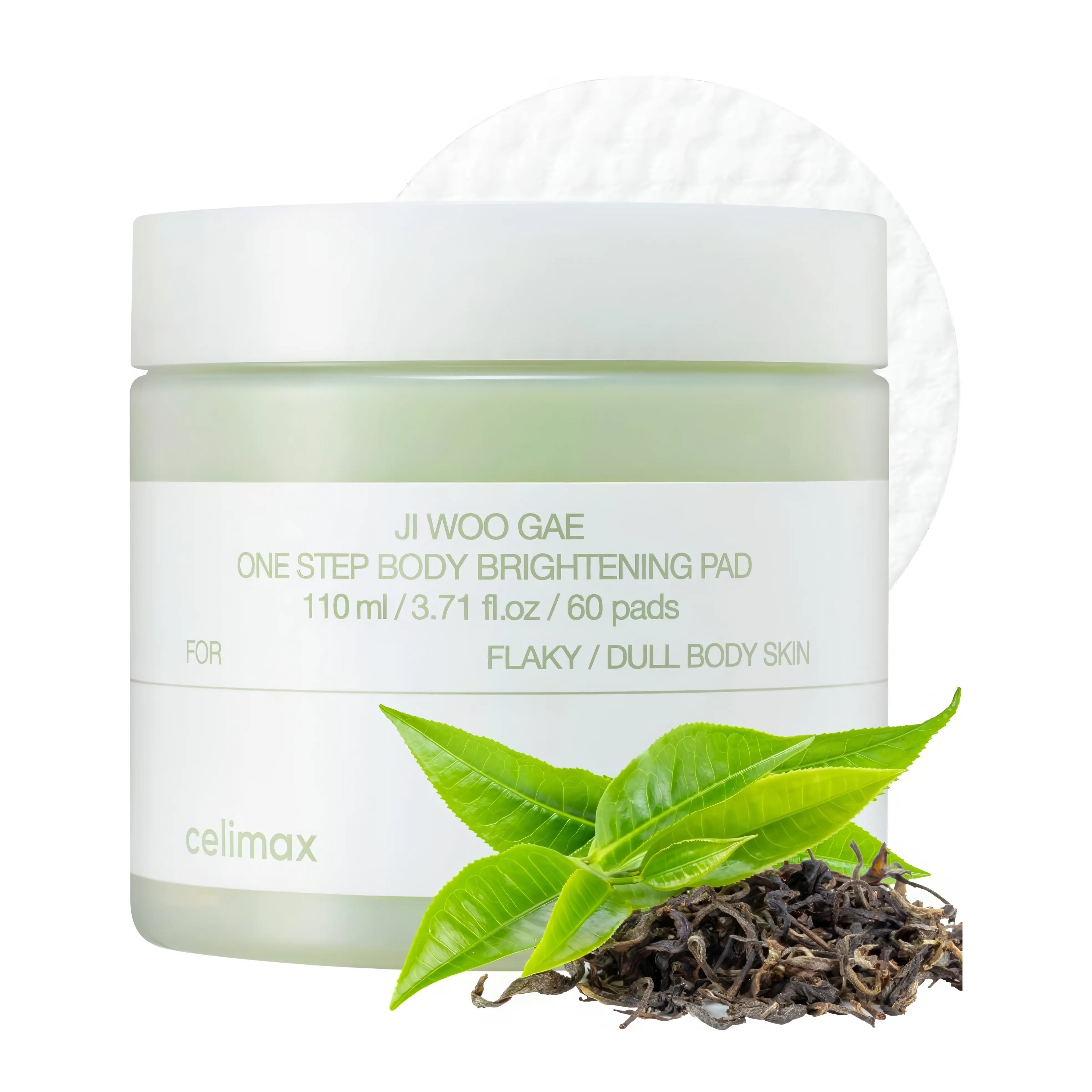 CELIMAX Ji Woo Gae One Step Body Brightening Pad 60 pads for dull and rough body skin, exfoliating and brightening pads to remove dead skin cells, improve texture, and promote a smoother, more radiant look