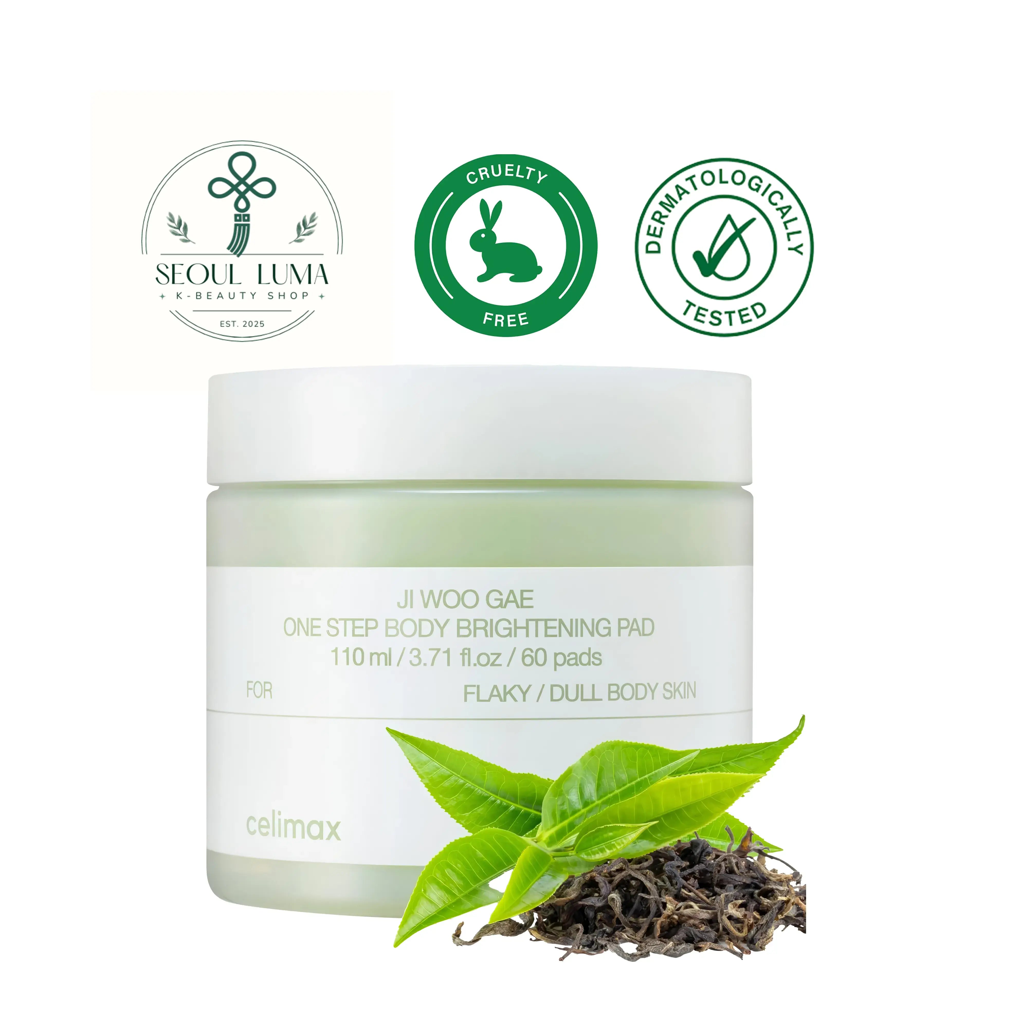 CELIMAX Ji.Woo.Gae ONE STEP Body Brightening Pad with niacinamide, white truffle extract, and PHA for body dark spot brightening