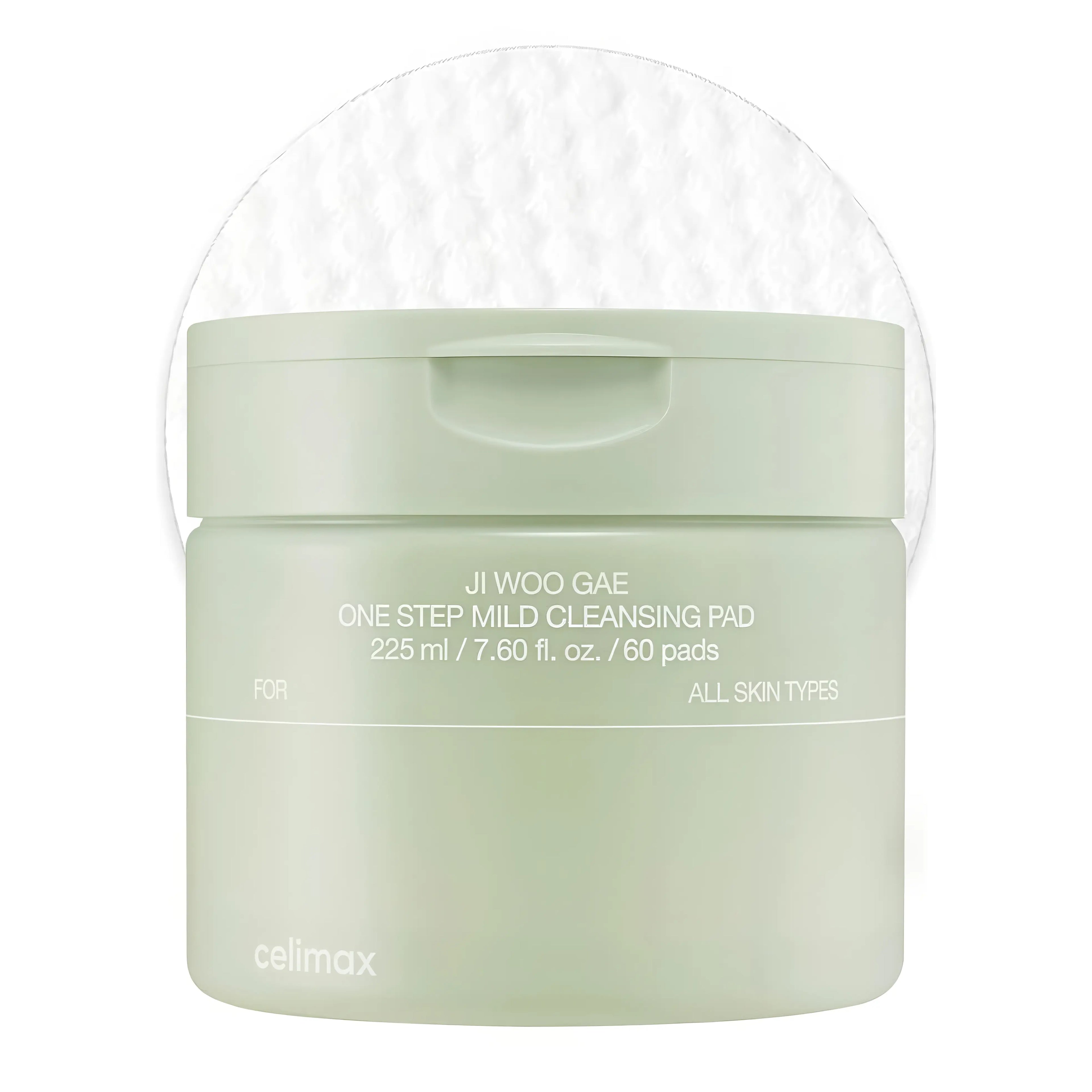 CELIMAX Ji Woo Gae One Step Mild Cleansing Pad 60 pads for sensitive and daily use, gentle cleansing pads to remove light makeup and impurities while keeping skin fresh and balanced