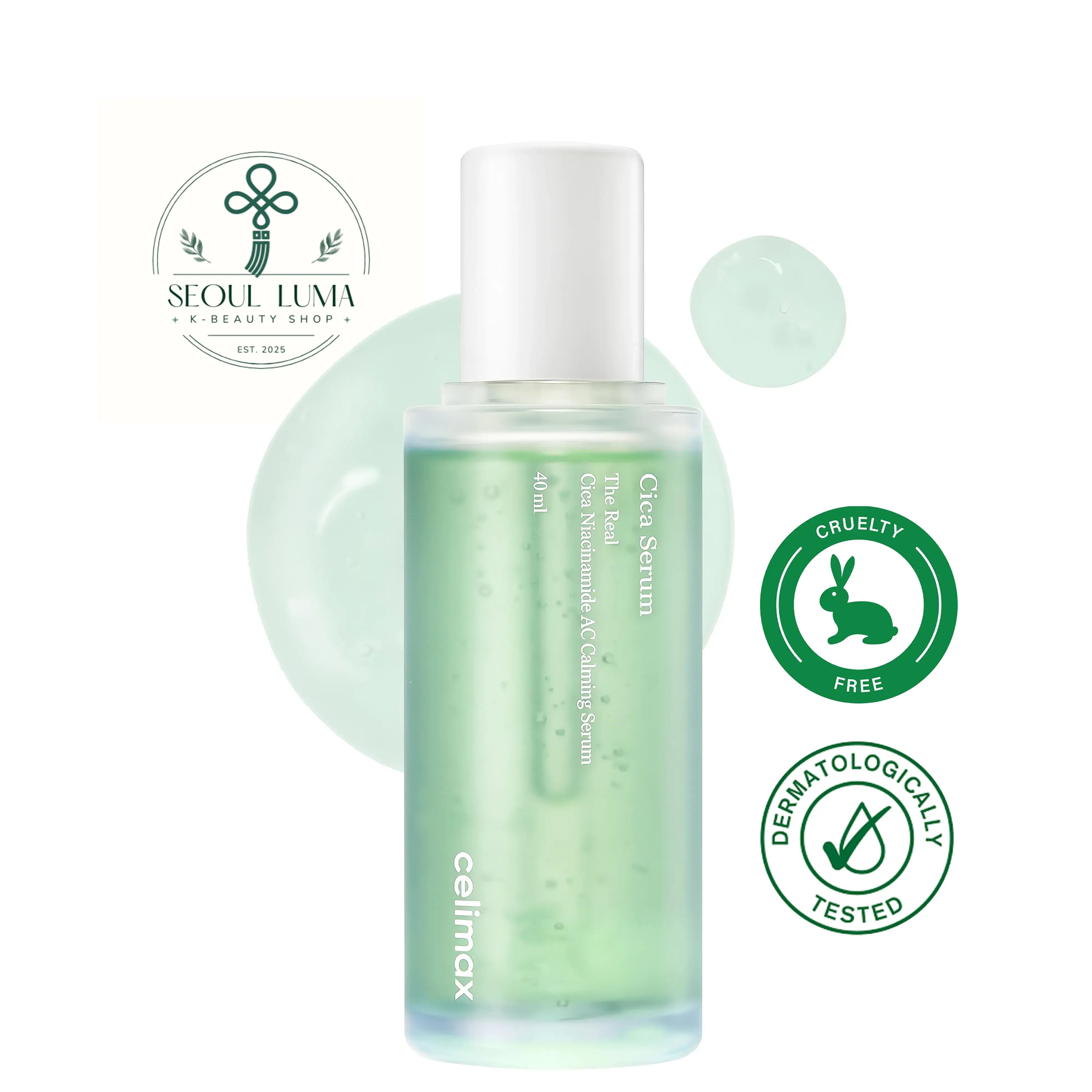 CELIMAX The Real Cica Niacinamide AC Calming Serum with 75% centella asiatica extract, 5% niacinamide, and hyaluronic acid complex for acne-prone skin
