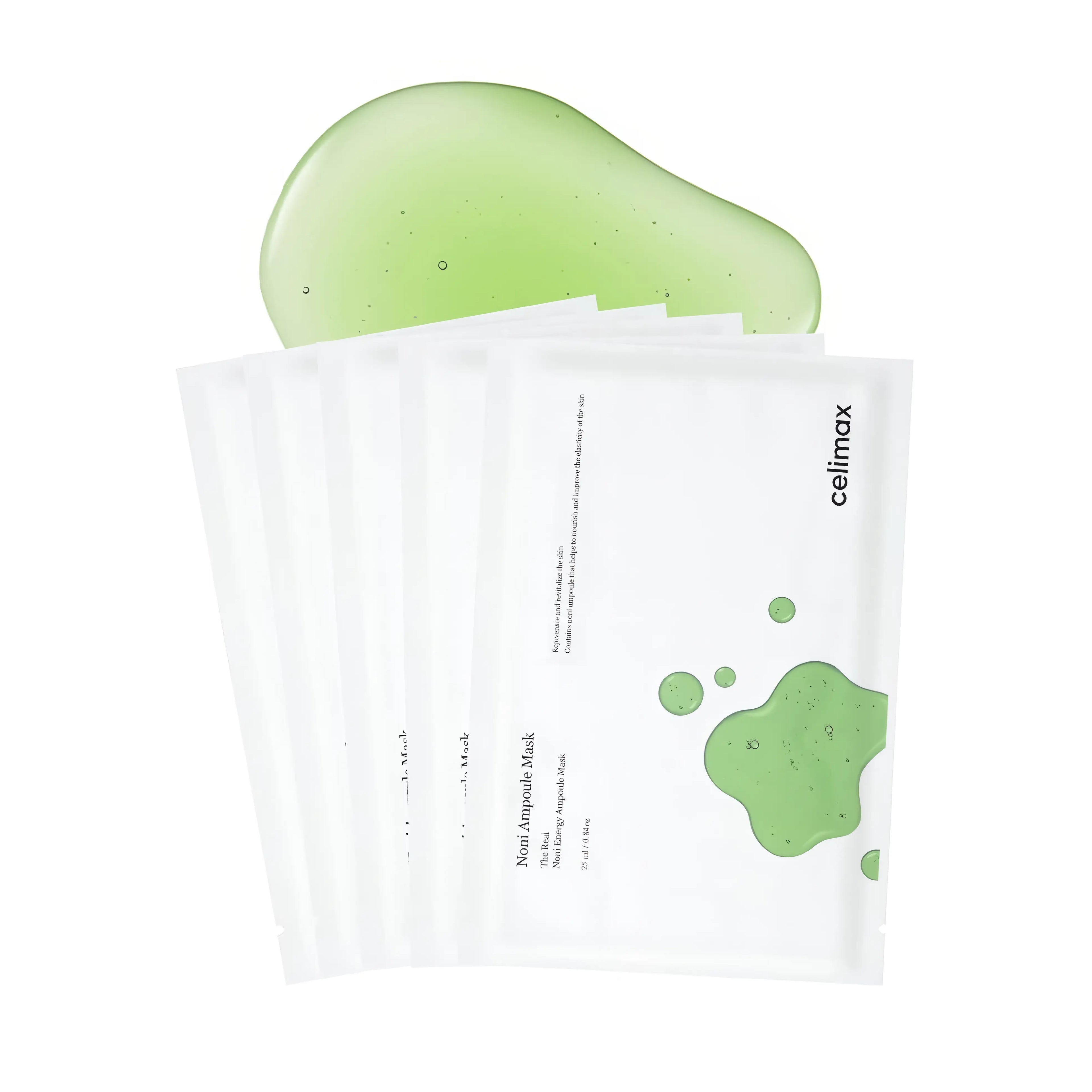 CELIMAX The Real Noni Energy Ampoule Mask 10 sheets for dry and tired skin, nourishing sheet mask with noni extract to deliver intense hydration, revitalize, and strengthen the skin barrier for a healthy glow