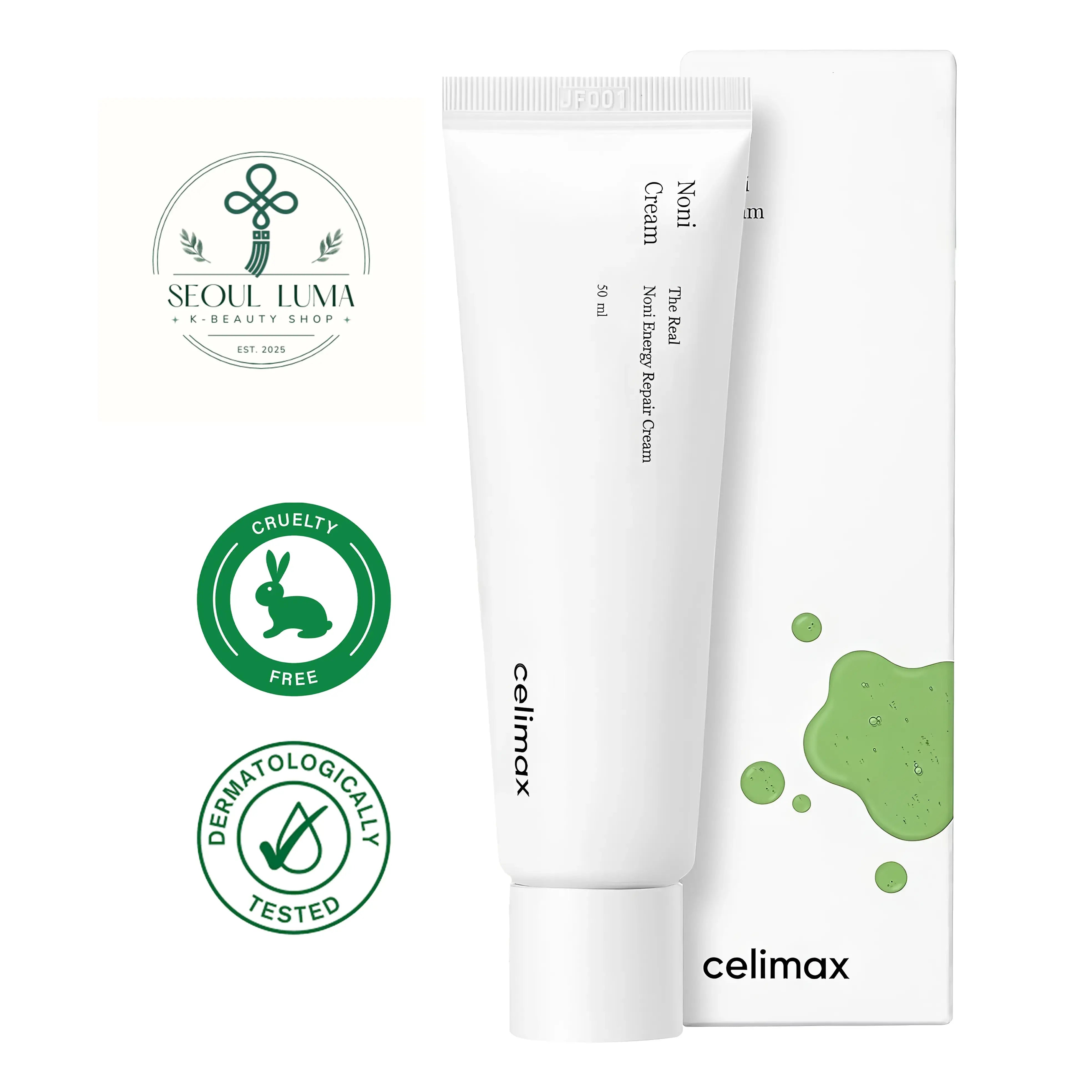CELIMAX The Real Noni Energy Repair Cream with 55% noni extract, ceramides, adenosine, and shea butter for intensive skin repair and hydration
