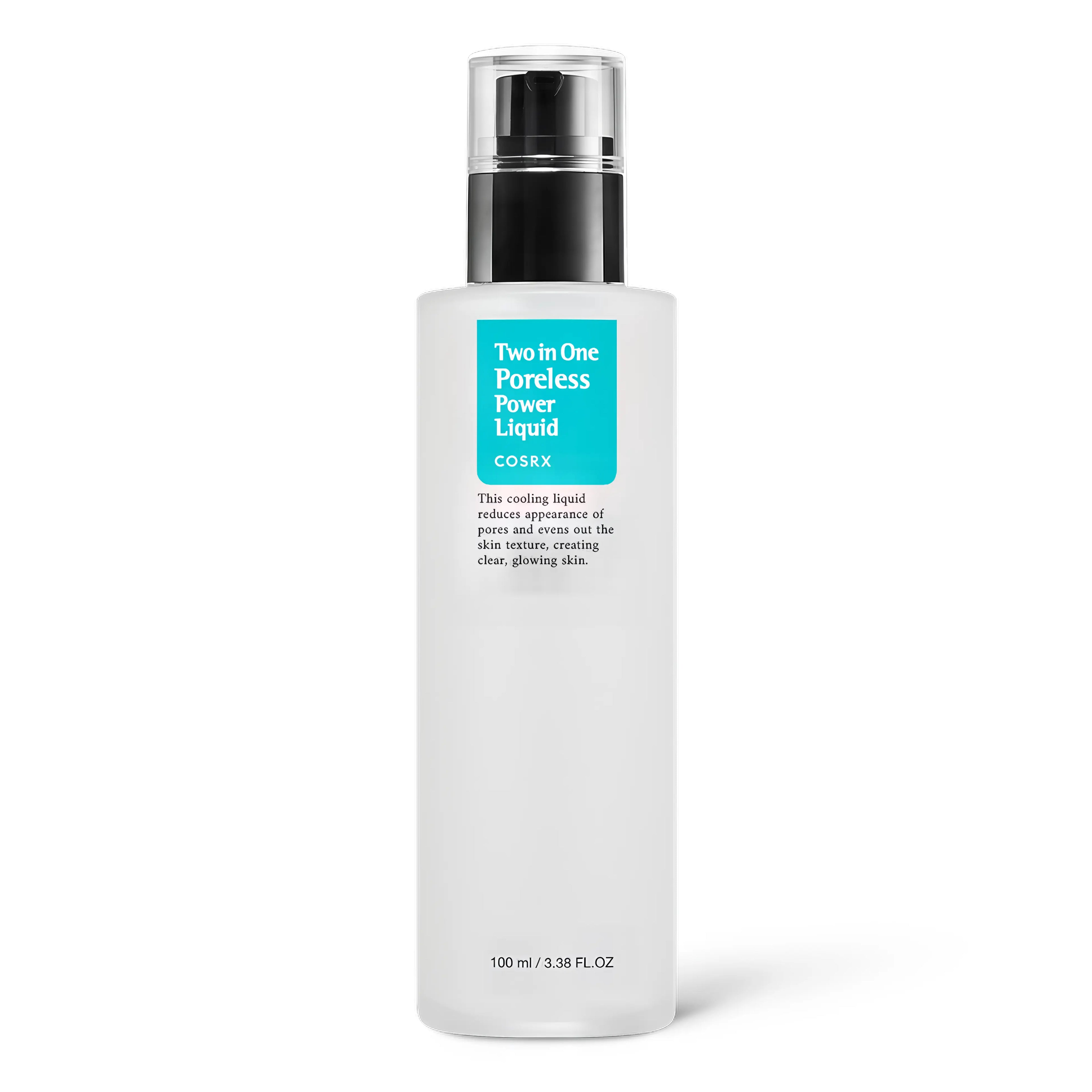 COSRX 2 in 1 Poreless Power Liquid 100 ml for oily and congested skin, exfoliating treatment with BHA and AHA to unclog pores, reduce blackheads, and improve overall skin texture