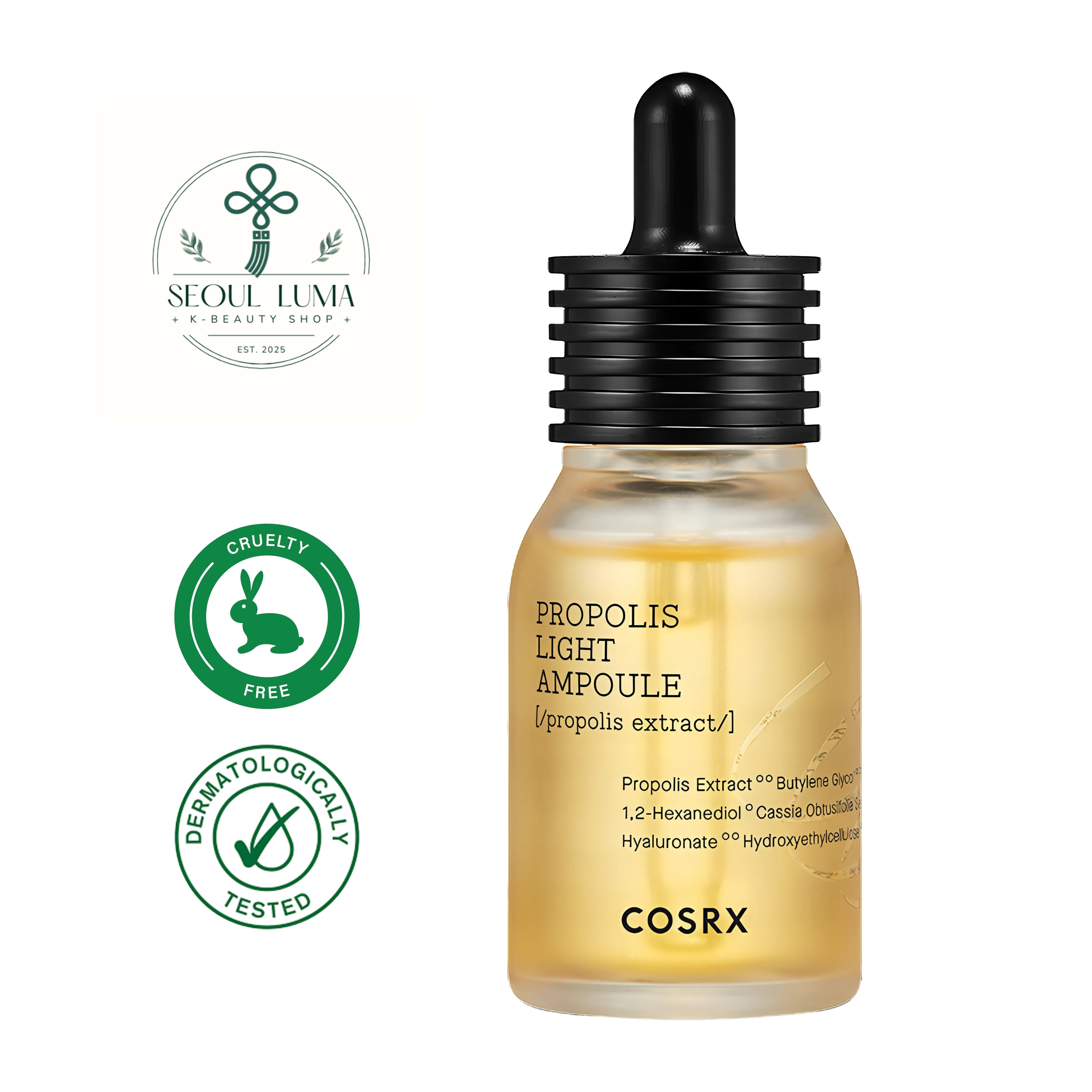 COSRX Full Fit Propolis Light Ampoule 30ml - Nourishing ampoule with 83% black bee propolis for glowing hydrated skin
