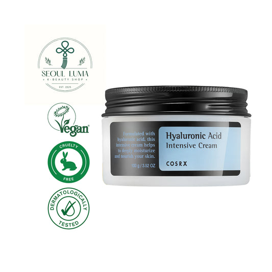 COSRX Hyaluronic Acid Intensive Cream 100ml - Nourishing moisturizer with 3000ppm sodium hyaluronate for deep hydration plump skin
