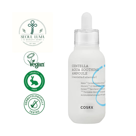 COSRX Hydrium Centella Aqua Soothing Ampoule 40ml - Lightweight hydrating ampoule with centella and vitamin B5 for sensitive acne-prone skin
