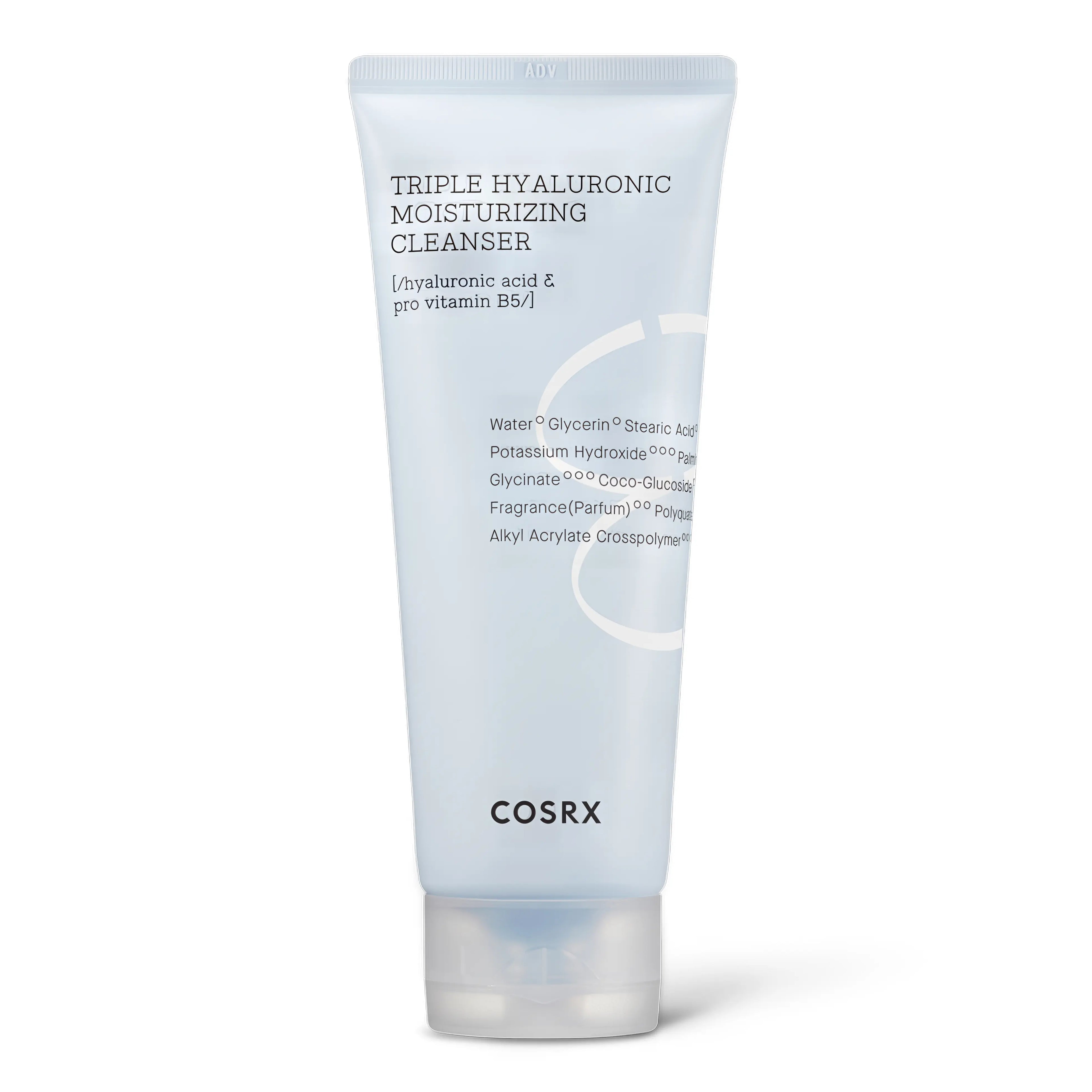 COSRX Hydrium Triple Hyaluronic Moisturizing Cleanser 150 ml for dry and dehydrated skin, hydrating cleanser with triple hyaluronic acid to gently remove impurities while maintaining moisture and strengthening the skin barrier