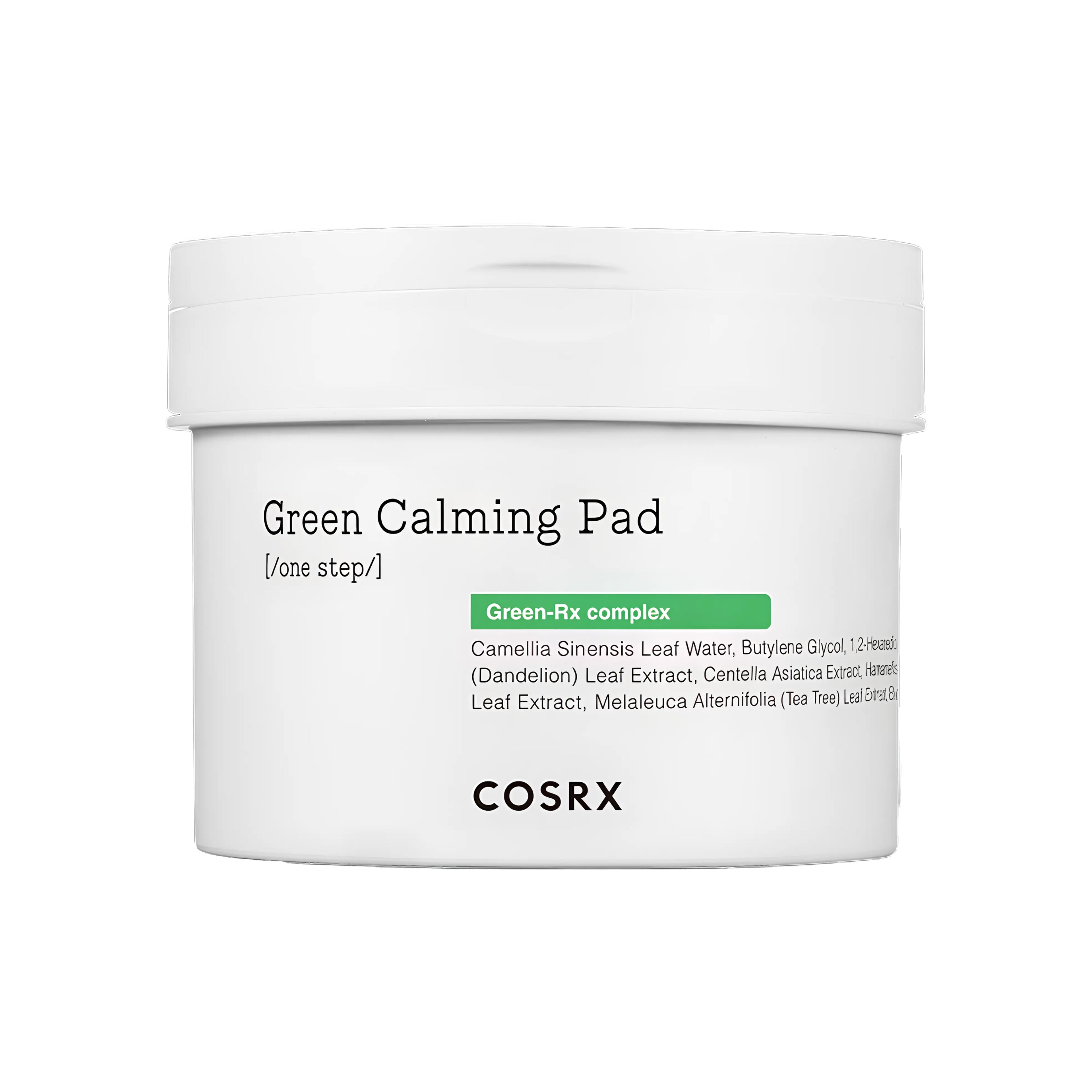 COSRX One Step Green Calming Pad 70 pads for sensitive and irritated skin, soothing and hydrating toner pads with green tea extract to calm redness, improve skin texture, and maintain moisture
