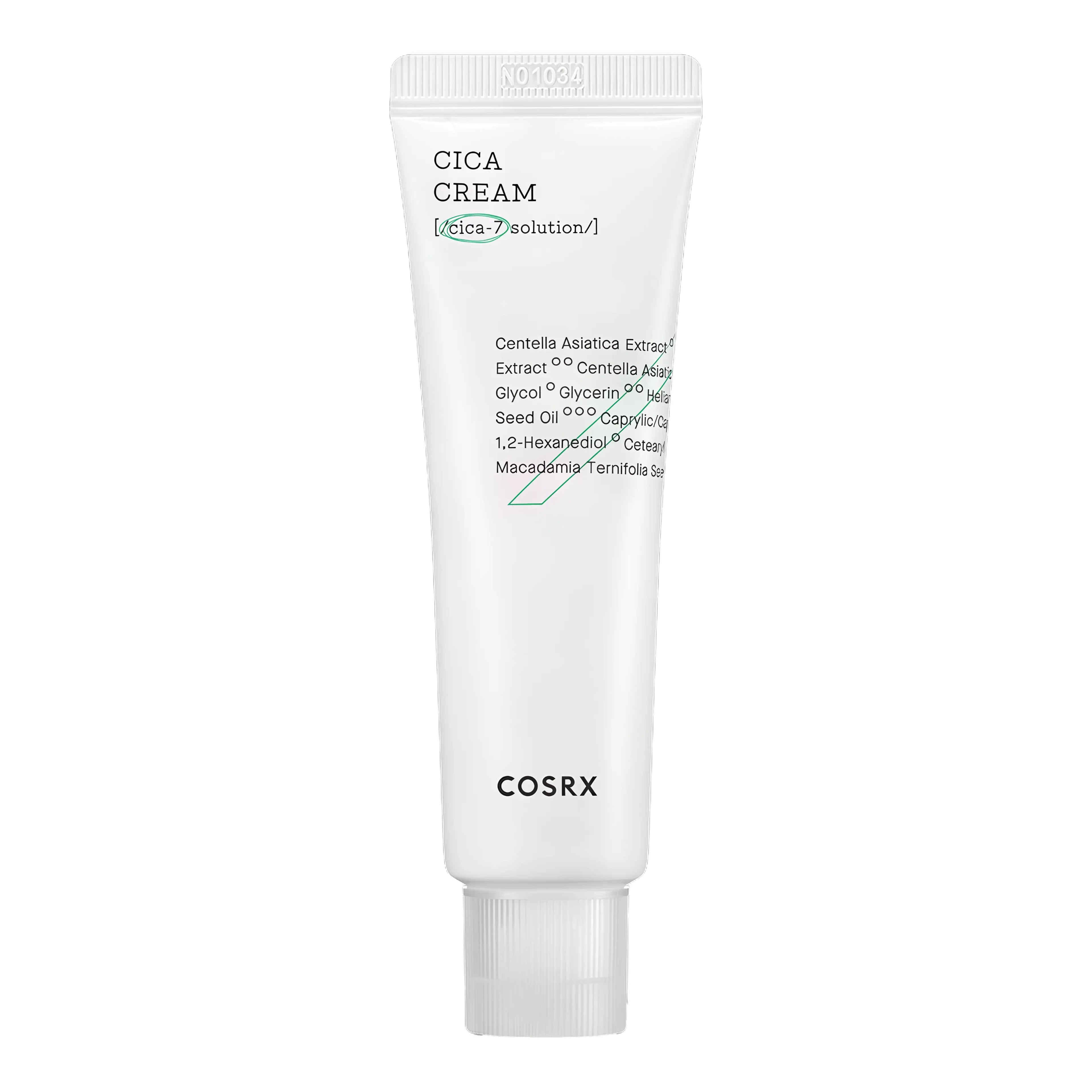 COSRX Pure Fit Cica Cream 50ml tube. A soothing moisturizer enriched with CICA-7 Complex to calm sensitive skin and repair the skin barrier.