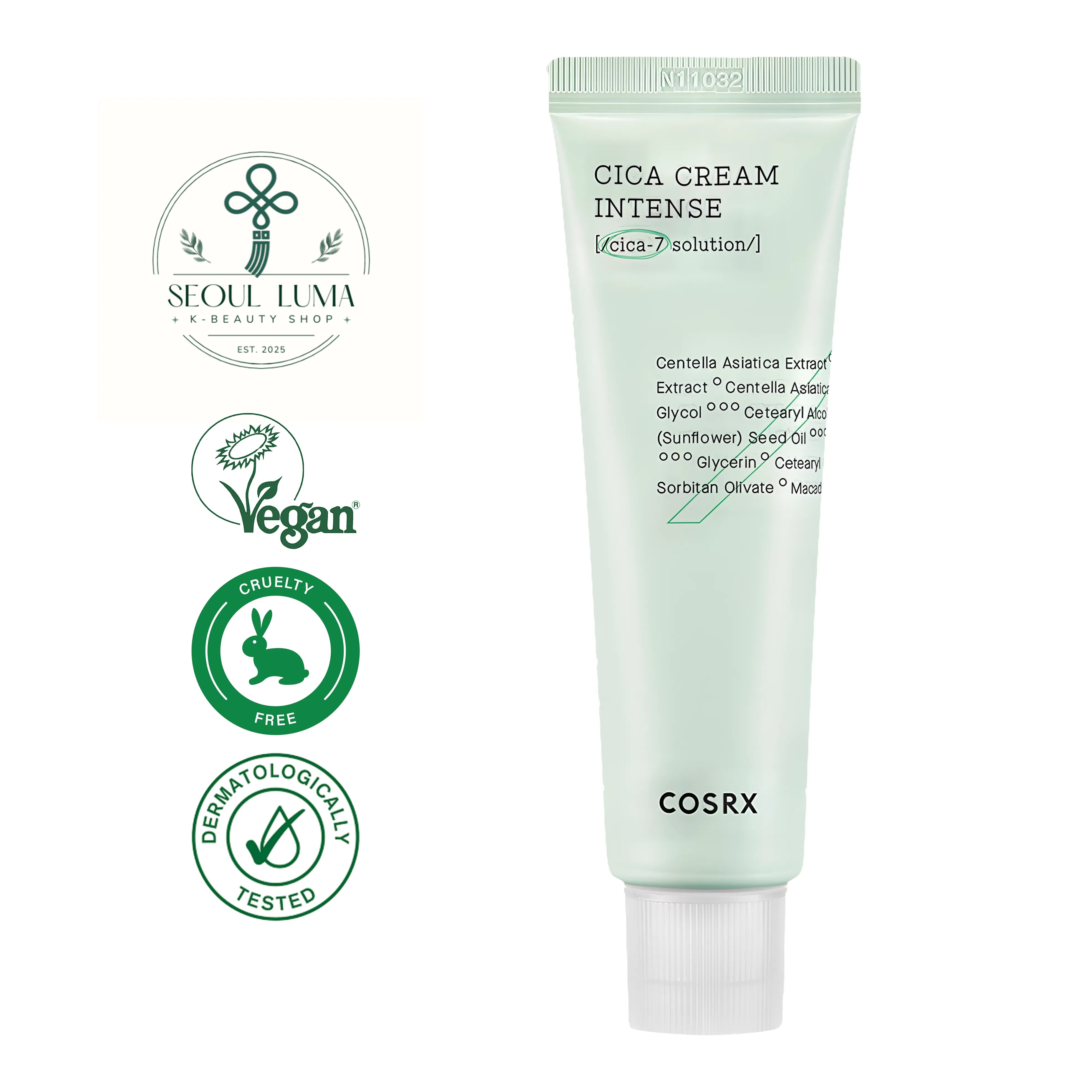 COSRX Pure Fit Cica Cream Intense 50ml - Intensive soothing moisturizer with 61.2% CICA-7 complex and centella oil for sensitive dry skin

