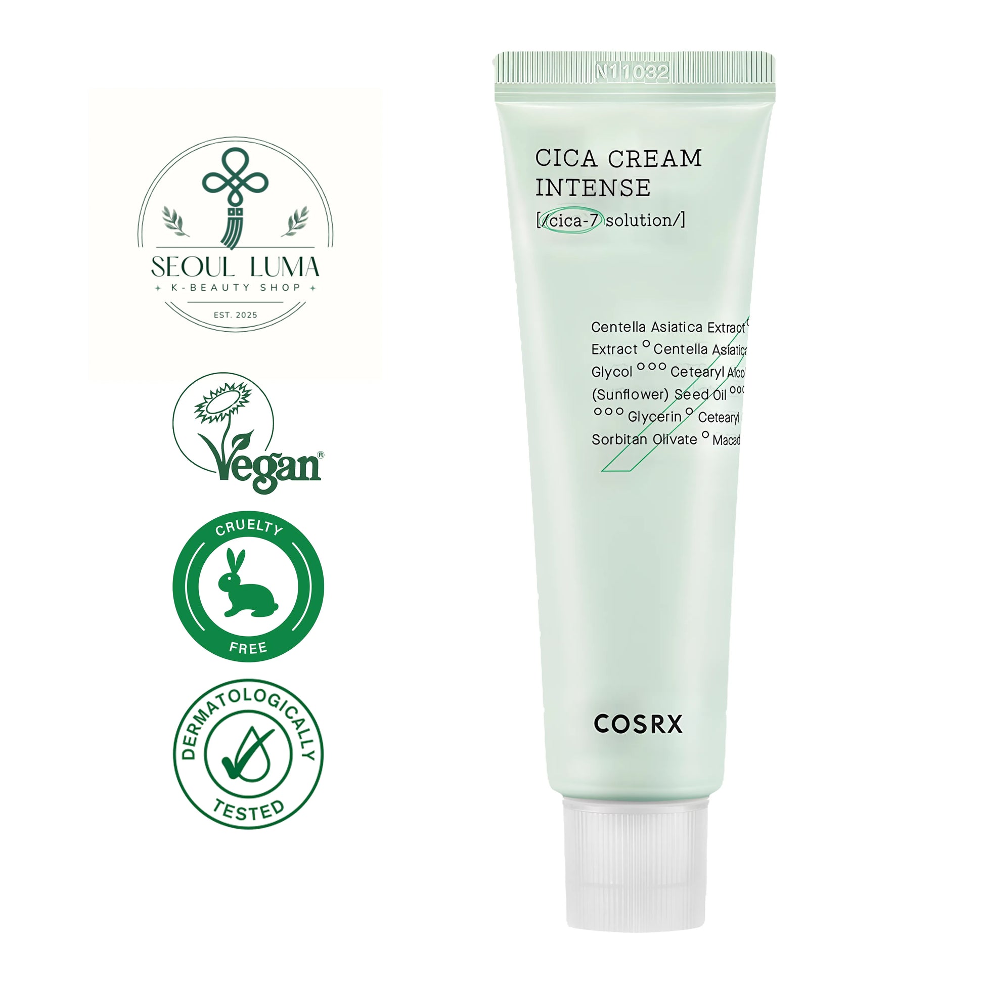 COSRX Pure Fit Cica Cream Intense 50ml - Intensive soothing moisturizer with 61.2% CICA-7 complex and centella oil for sensitive dry skin
