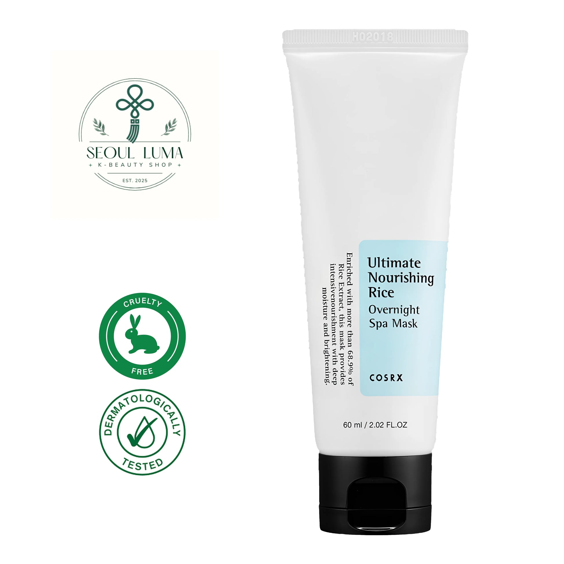 COSRX Ultimate Nourishing Rice Overnight Spa Mask 60g - Brightening overnight mask with 68% rice extract for soft radiant skin
