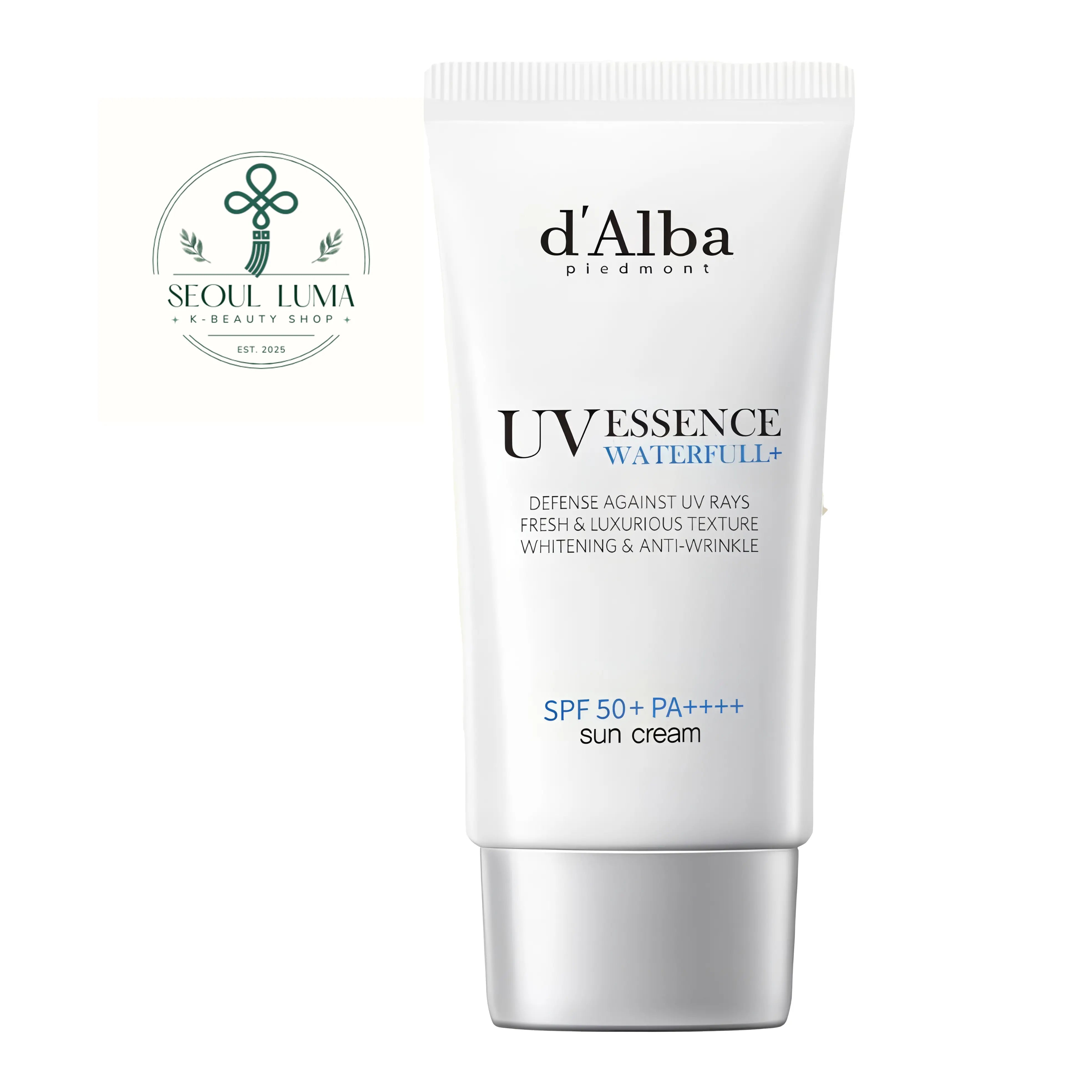 d’Alba Waterfull Essence Sun Cream SPF50+ PA++++ (50ml). A premium vegan sunscreen with white truffle extract that absorbs like a hydrating essence without white cast