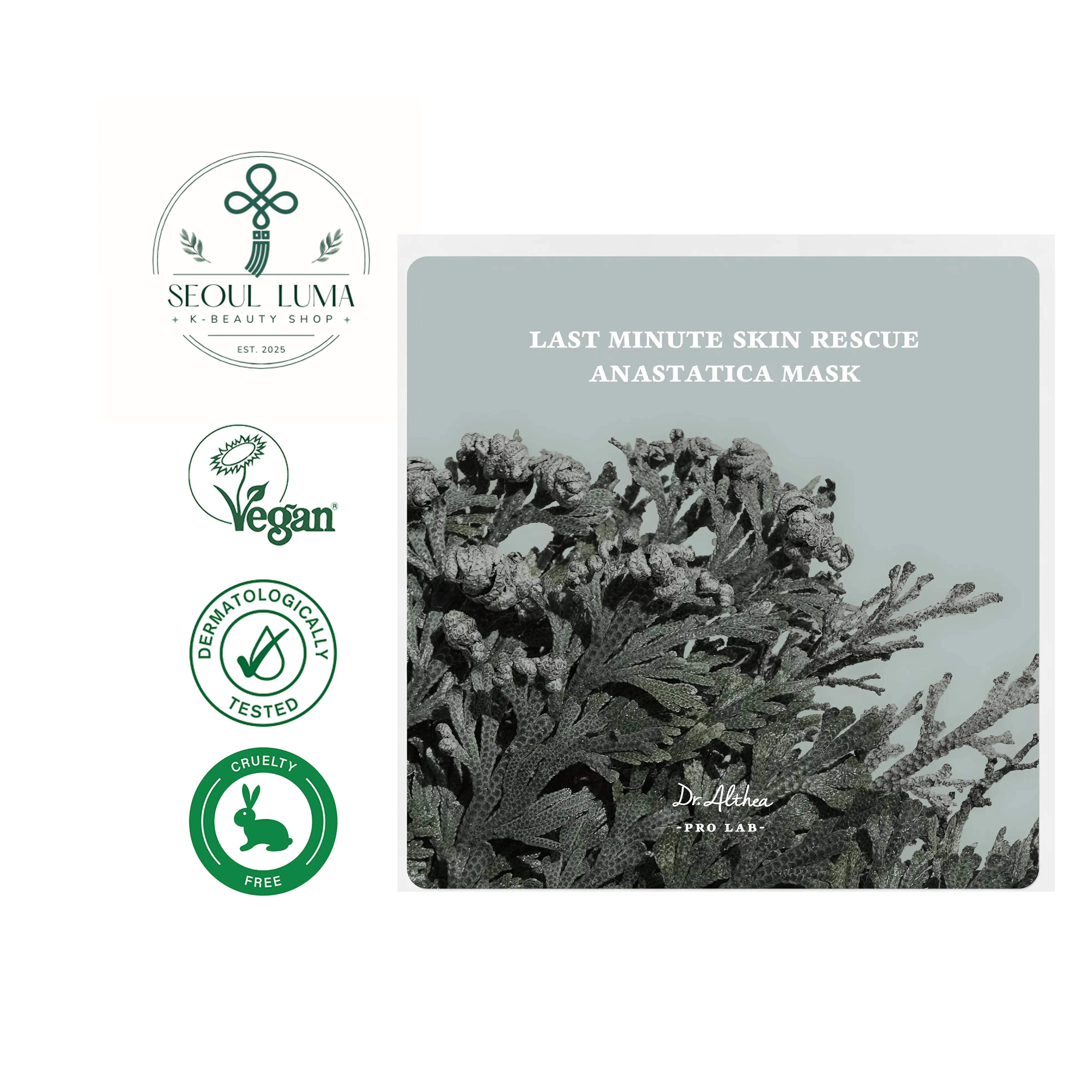 DR. ALTHEA Last Minute Skin Rescue Rehmannia Mask 30 sheets with rehmannia root extract, hyaluronic acid, and ceramides for emergency hydration