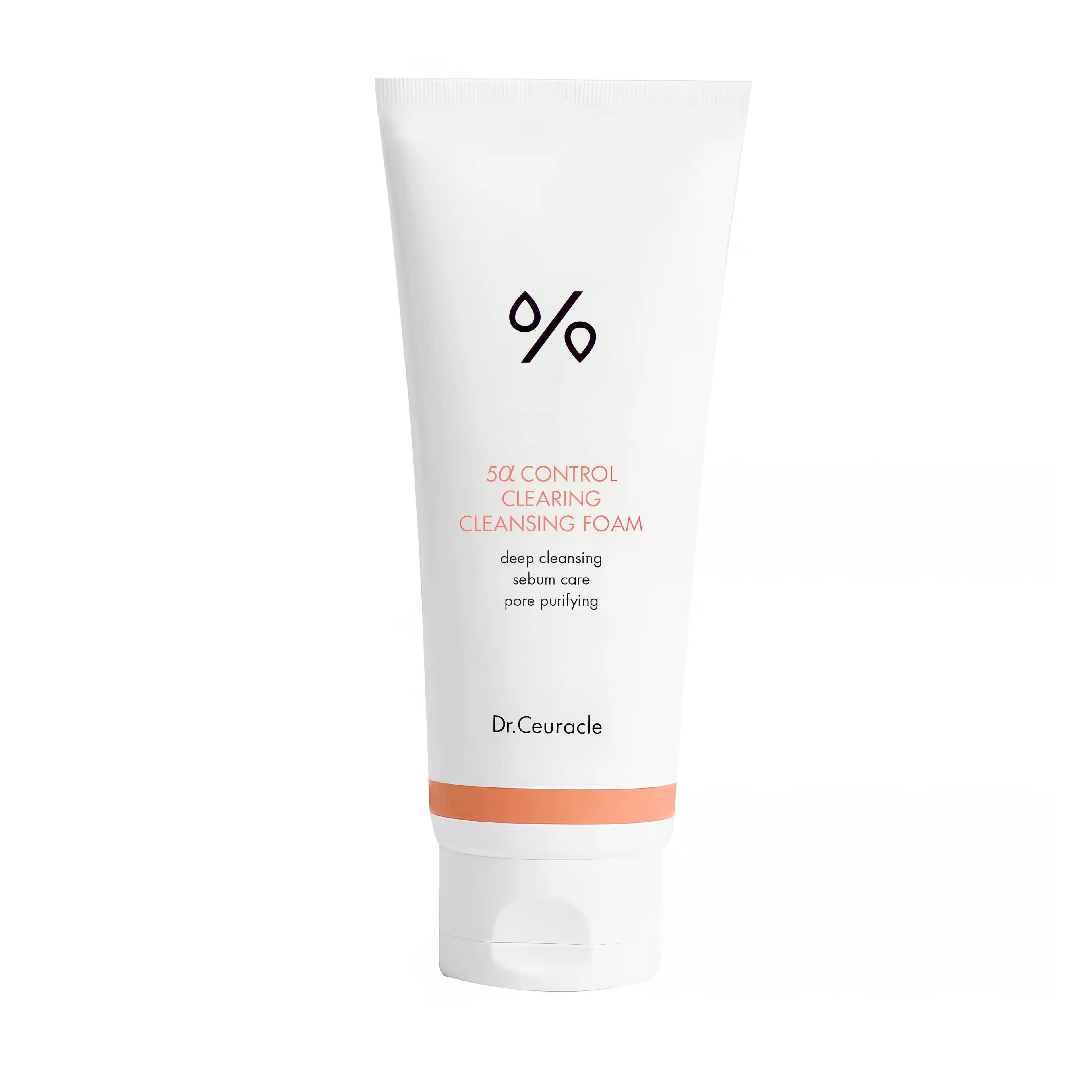 Dr.Ceuracle 5α Control Clearing Cleansing Foam 200ml, rich dense foaming cleanser with 0.5% Salicylic Acid BHA melts excess sebum dead skin impurities unclogs pores prevents acne blackheads smooth texture refinement, Sepicontrol A5 Capryloyl Glycine Sarcosine Cinnamomum Zeylanicum regulates 5-alpha reductase hormone oil production control T-zone shine reduction pore tightening, Centella Asiatica soothing barrier repair redness relief, Ceramide NP microbiome balance hydration retention, Argania Spinosa Argan