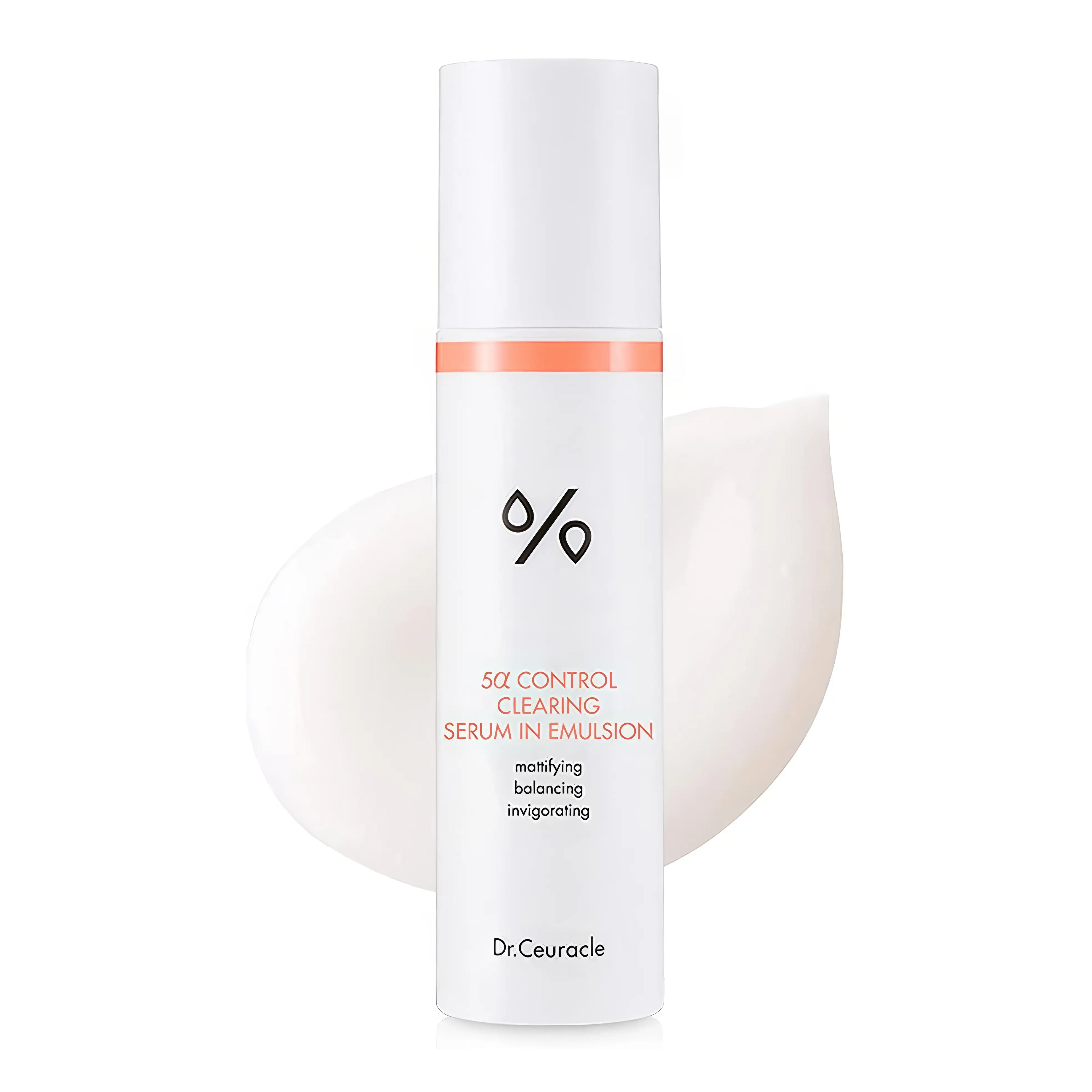 Dr.Ceuracle 5α Control Clearing Serum in Emulsion 100ml, lightweight serum-emulsion hybrid with Sepicontrol A5 (Capryloyl Glycine Cinnamomum Zeylanicum Sarcosine) regulates 5-alpha reductase hormone for excess sebum oil secretion control T-zone shine reduction matte finish without dryness, Witch Hazel Extract pore tightening texture refinement antioxidant astringent, Argan Oil Shea Butter emollient nourishment suppleness, Sodium Hyaluronate deep hydration plumpness, Mushroom Complex (Phellinus Linteus Cordy