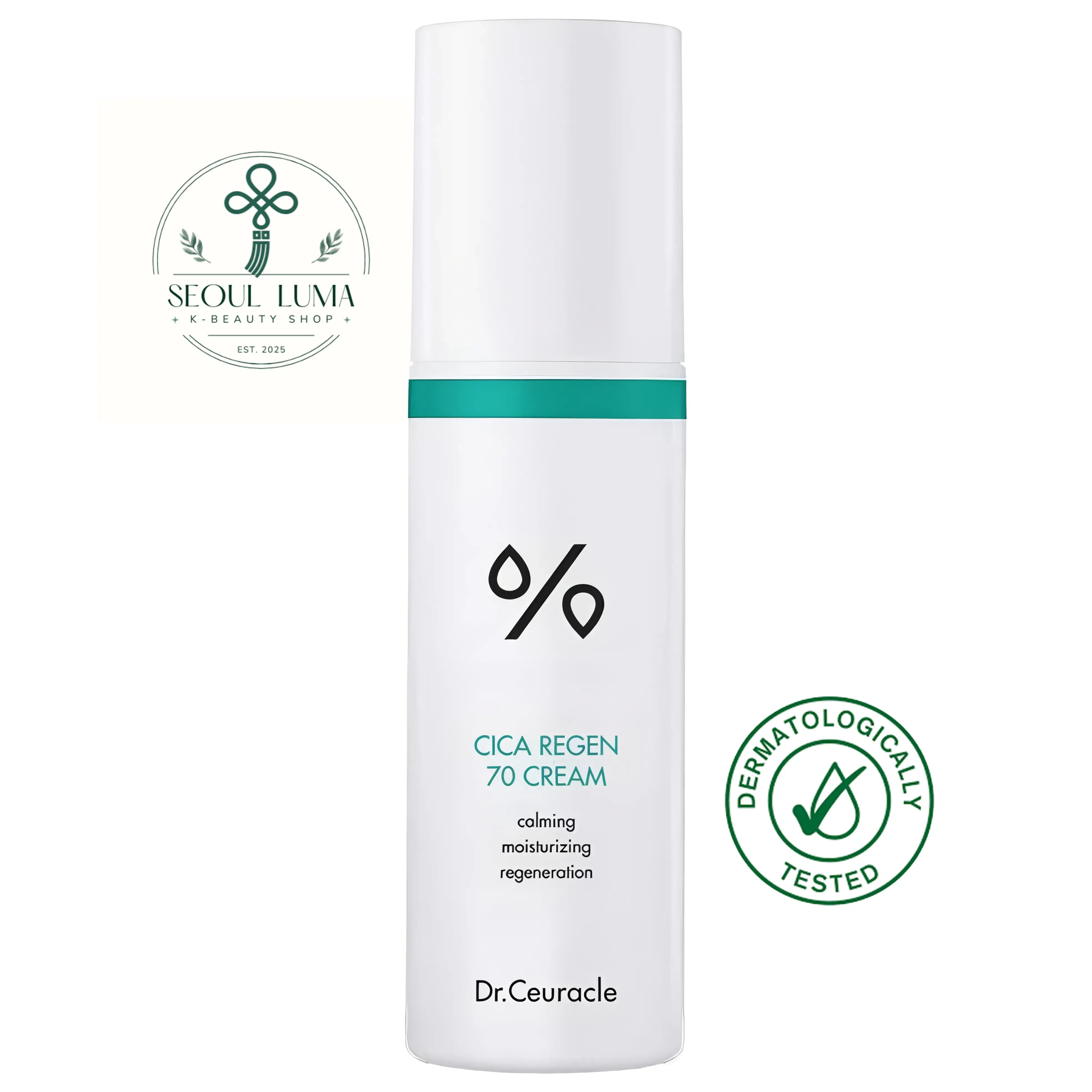 Dr. Ceuracle Cica Regen 70 Cream - rich moisturizer with 70% centella asiatica for deep healing, barrier repair, and long-lasting hydration