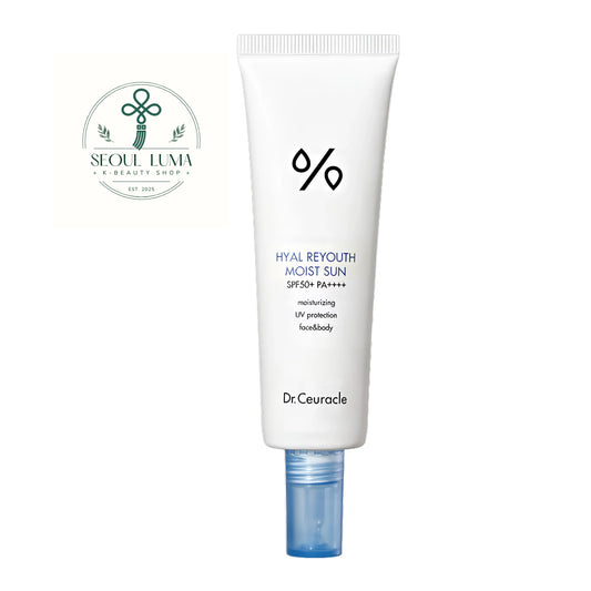 Dr.Ceuracle Hyal Reyouth Moist Sun SPF50+ PA++++ (50ml). A hydrating chemical sunscreen with 10 types of hyaluronic acid that doubles as a moisturizer without white cast