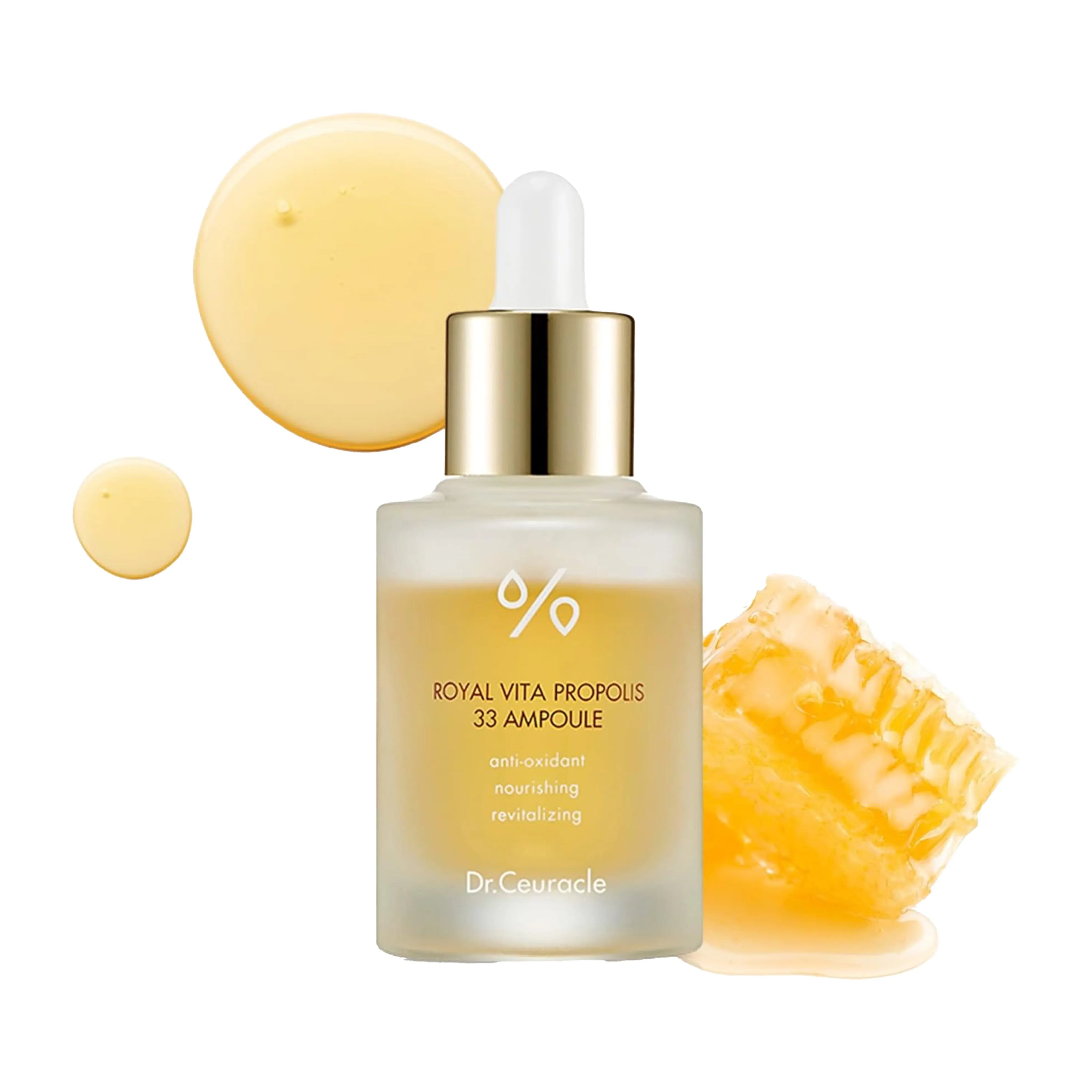 DR.CEURACLE Royal Vita Propolis 33 Ampoule 30ml. K-beauty propolis ampoule for instant honey glow and deep nutritional skin care