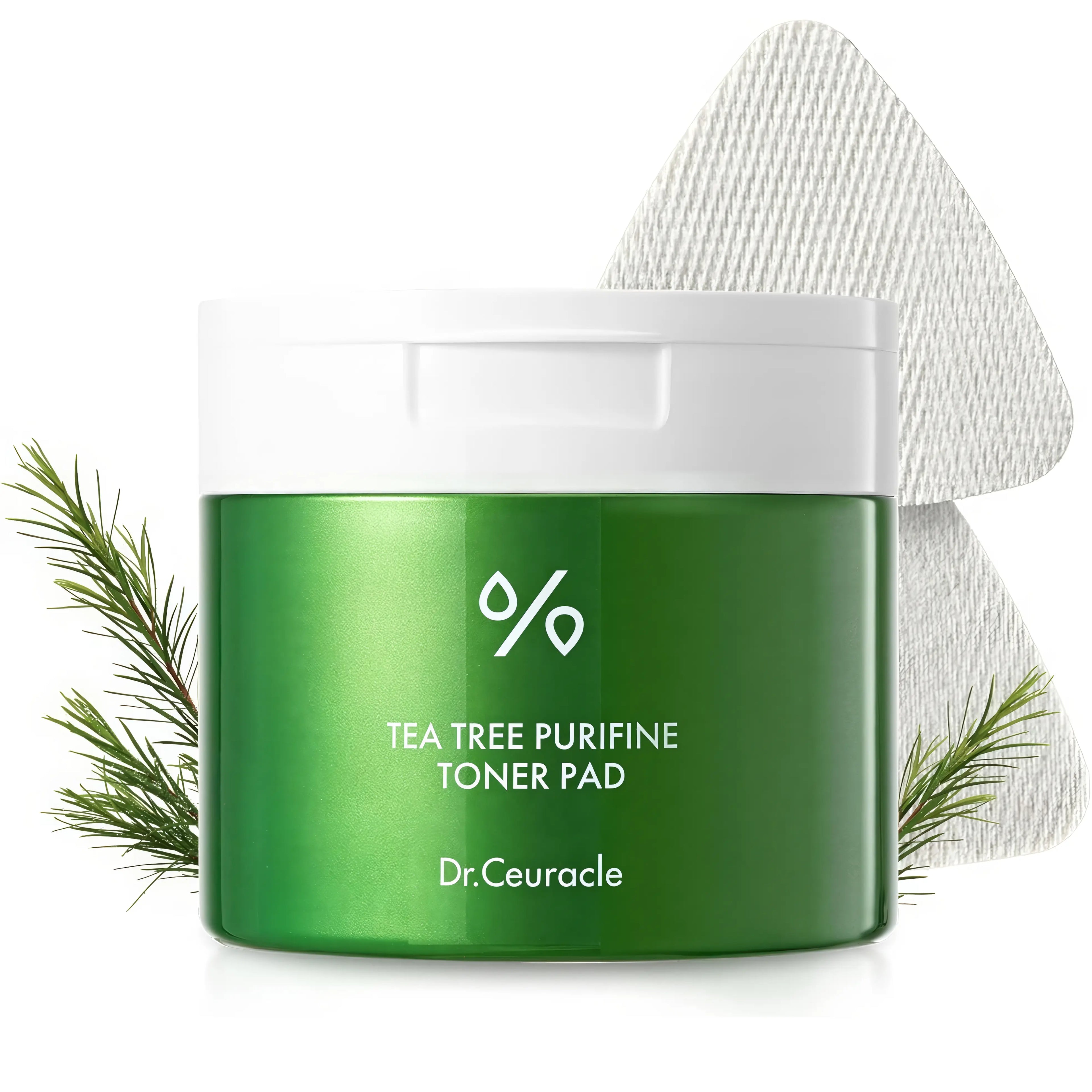 Dr.Ceuracle Tea Tree Purifine Toner Pad 60 Pads, tea tree leaf water infused exfoliating toner pads with PHA Gluconolactone gentle peeling dead skin removal, Zinc PCA sebum control oil balance, BHA Salicylic Acid pore unclogging blackhead reduction, Niacinamide brightening blemish fading tone up, Panthenol soothing hydration barrier repair, Betaine moisture lock anti-inflammatory, low pH formula for troubled skin balance, non-sticky fresh watery texture smooth radiant finish, ideal for oily acne-prone combi