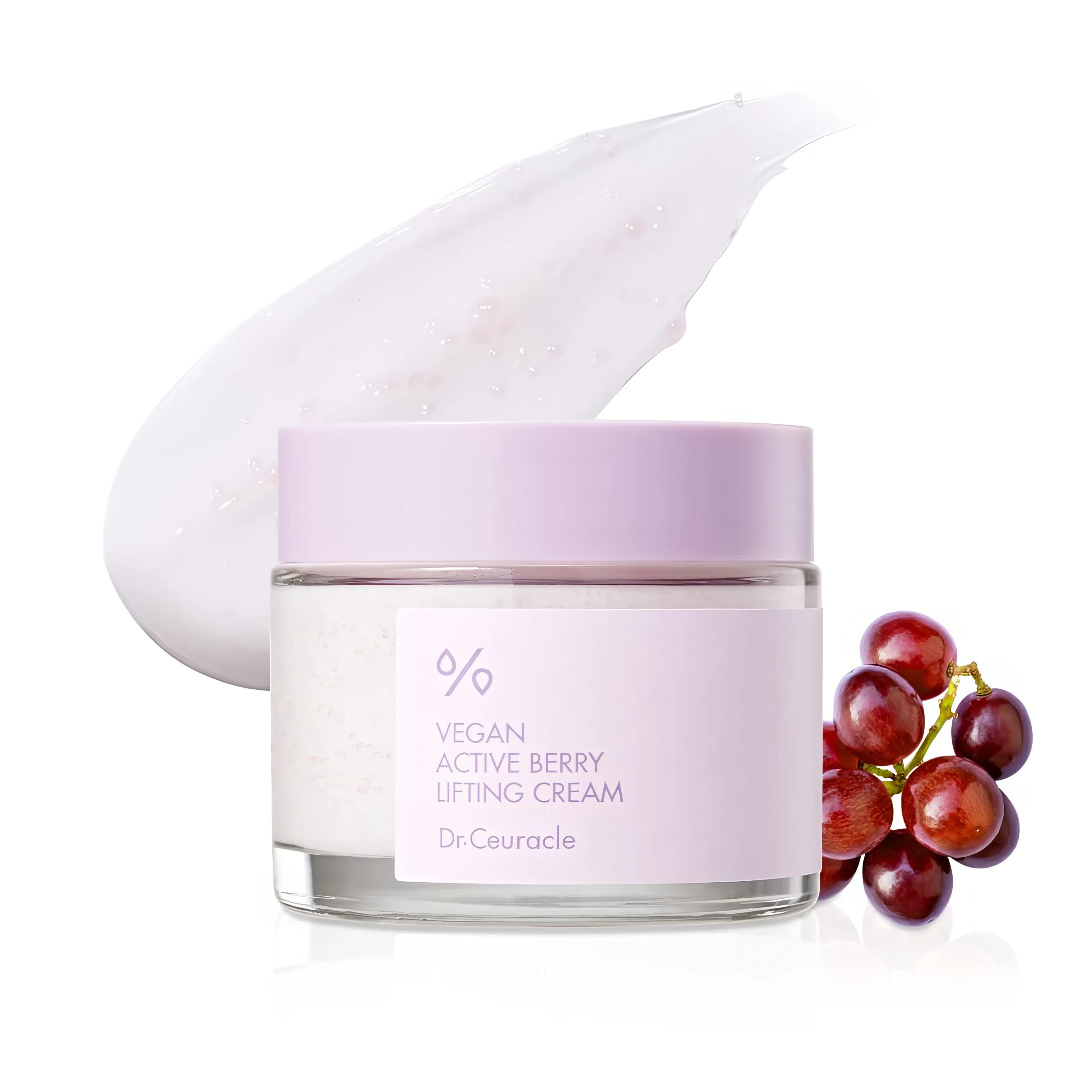 Dr.Ceuracle Vegan Active Berry Lifting Cream 75g, high-density anti-aging lifting cream with 20,000ppm Active Berry Complex encapsulated Resveratrol from French grapes upcycled grape seed oil cranberry Cranbetinol peptide for potent antioxidant rejuvenation vitality boost skin elasticity firmness plumpness, Phyto Collagen low molecular collagen elasticity resilience improvement wrinkle reduction, Ceramide NP barrier strengthening hydration retention, Sodium Hyaluronate Hydrolyzed Hyaluronic Acid multi-level