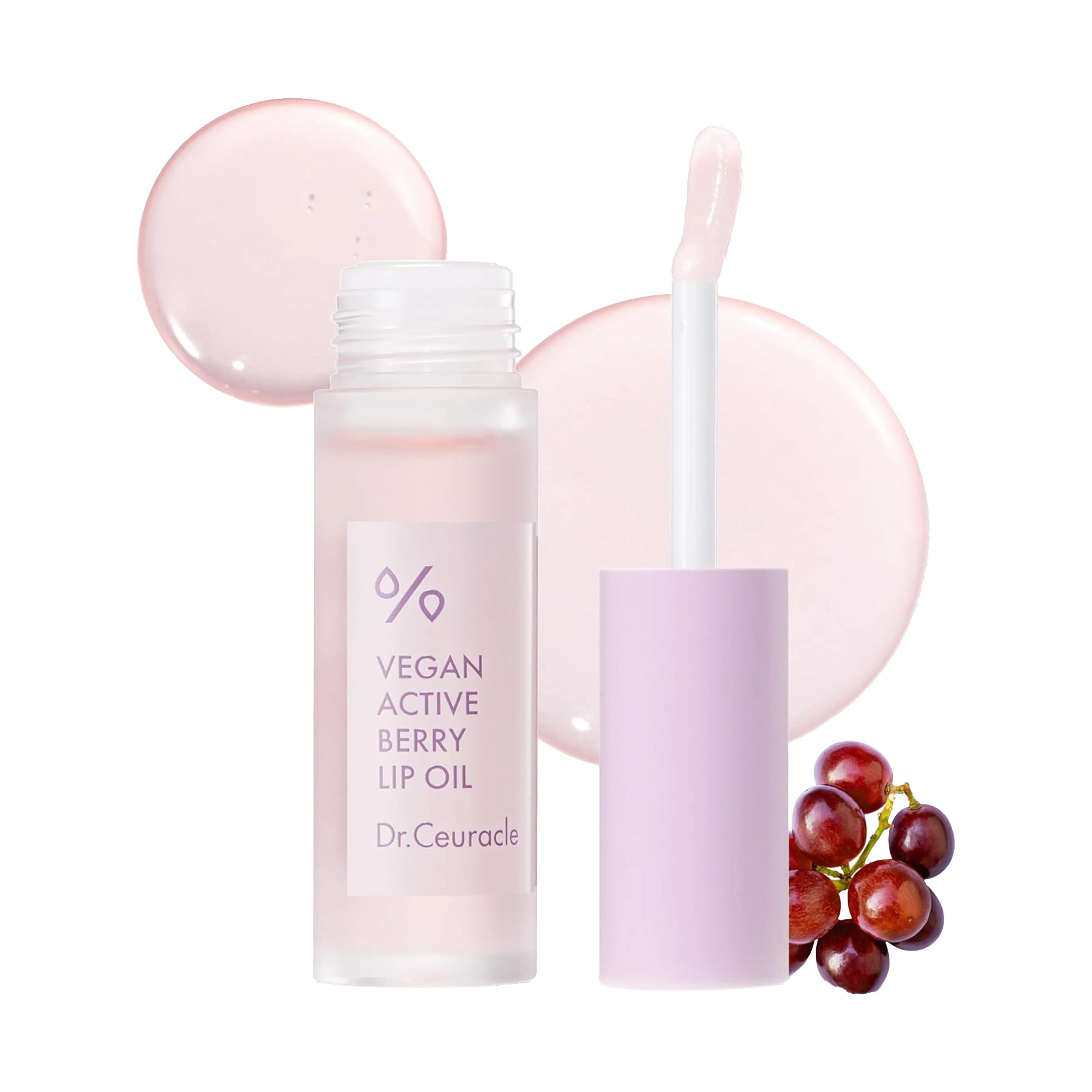 DR.CEURACLE Vegan Active Berry Lip Oil 4.5ml. K-beauty vegan lip oil with Resveratrol for intensive hydration and a non-sticky glass-like glow