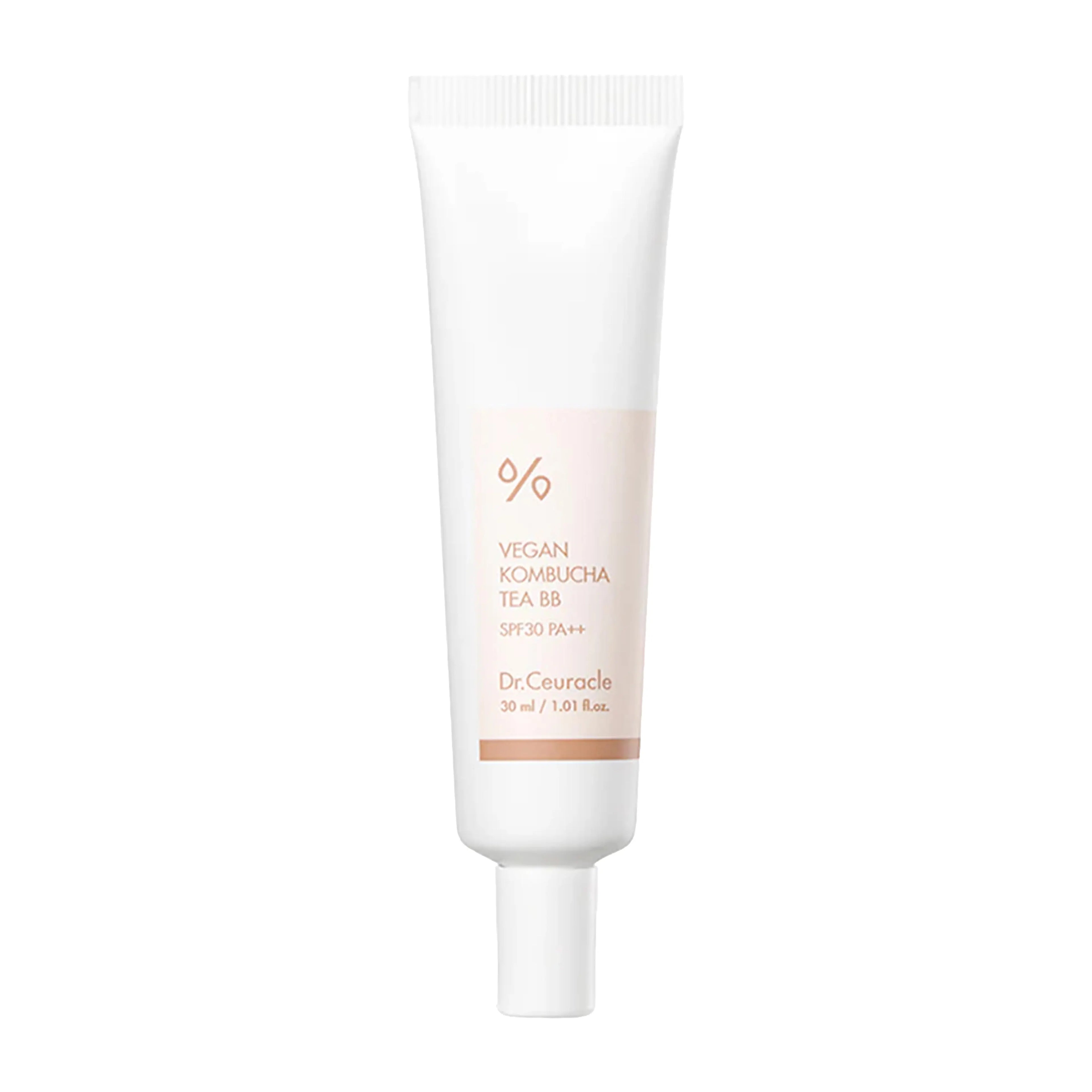 DR.CEURACLE Vegan Kombucha Tea BB 30mL SPF30 PA++. K-beauty vegan BB cream with fermented Kombucha tea for natural coverage and a radiant finish